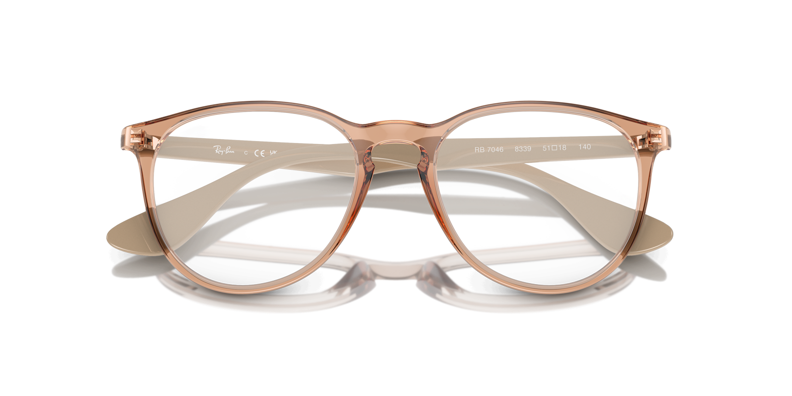 Erika Optics Transparent Brown PlasticEyeglass Frames for Glasses Direct, Closed View