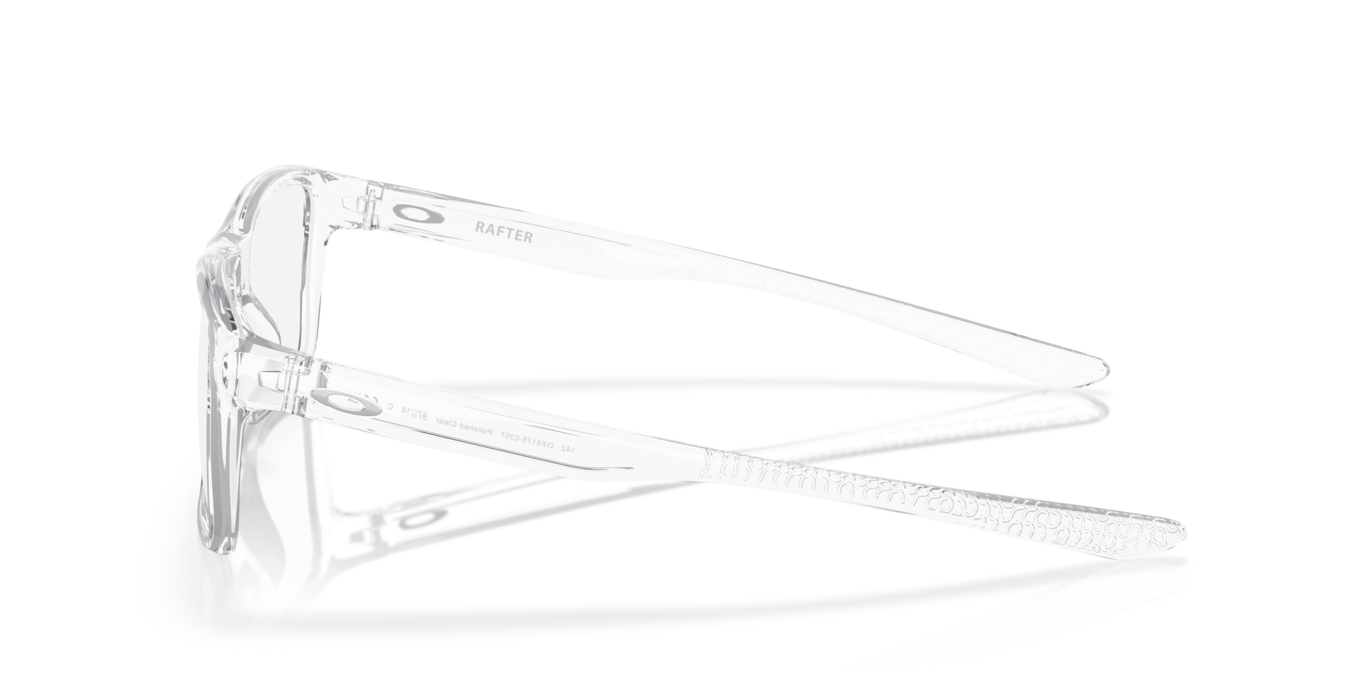 Rafter Polished Clear PlasticEyeglass Frames for Glasses Direct, Side View
