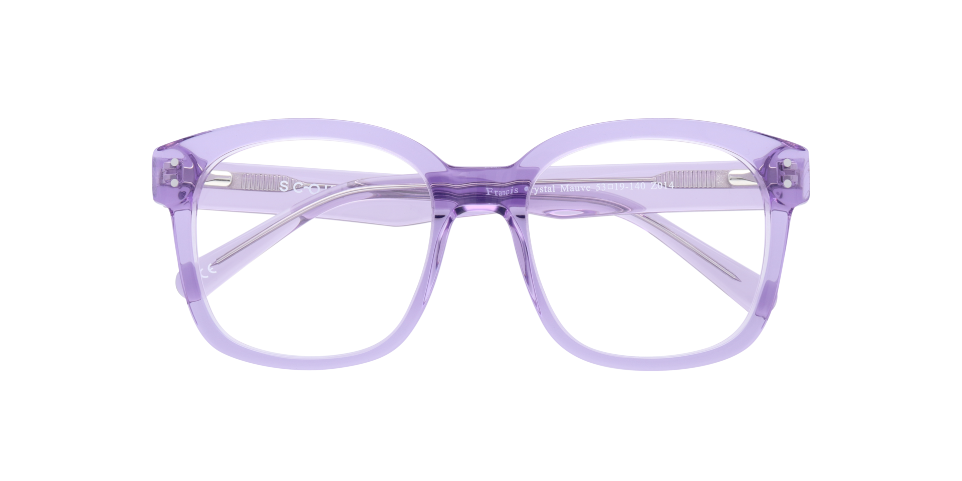 Francis Crystal Mauve AcetateEyeglass Frames for Glasses Direct, Closed View