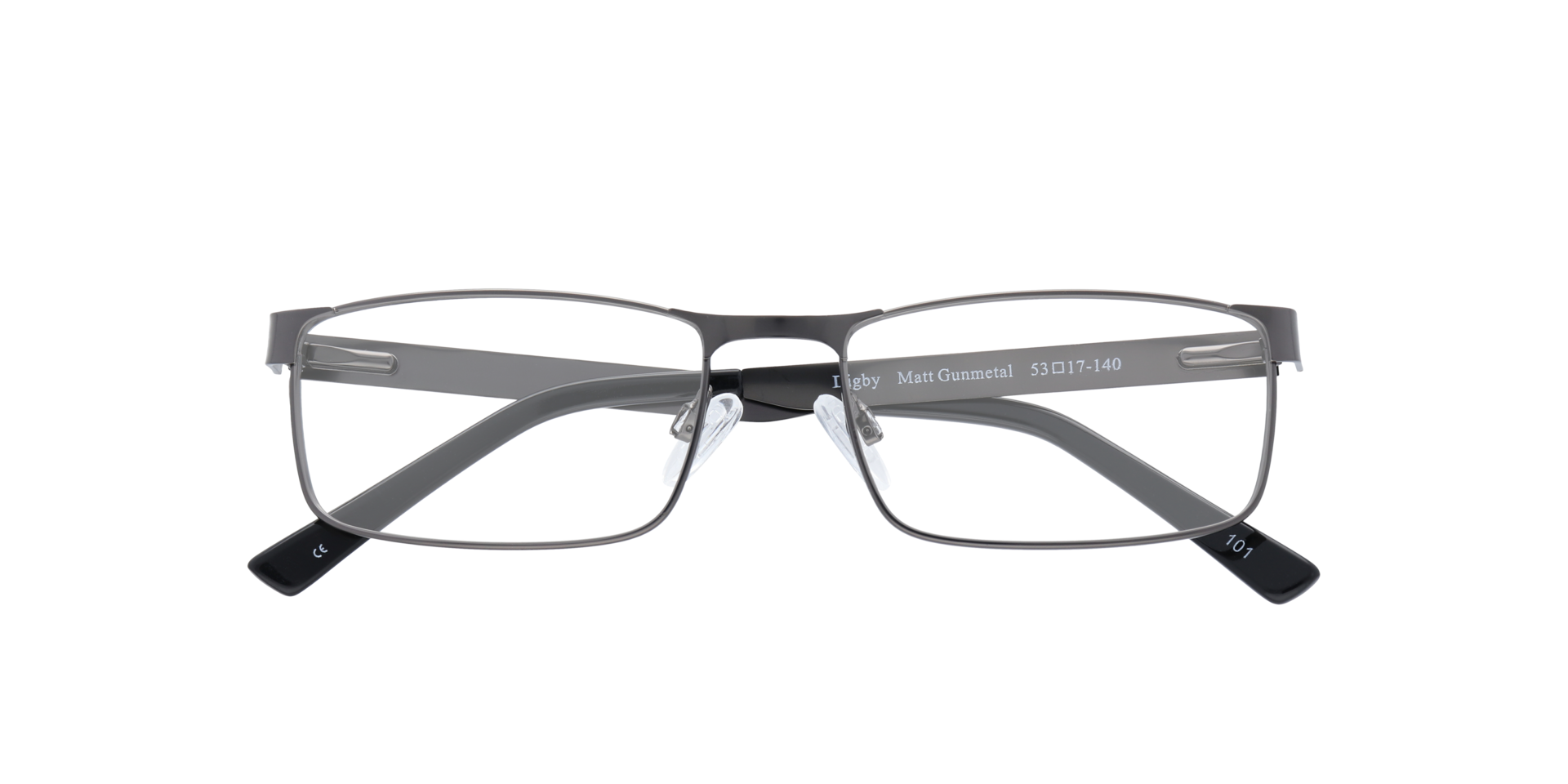 Digby Matte Gunmetal MetalEyeglass Frames for Glasses Direct, Closed View
