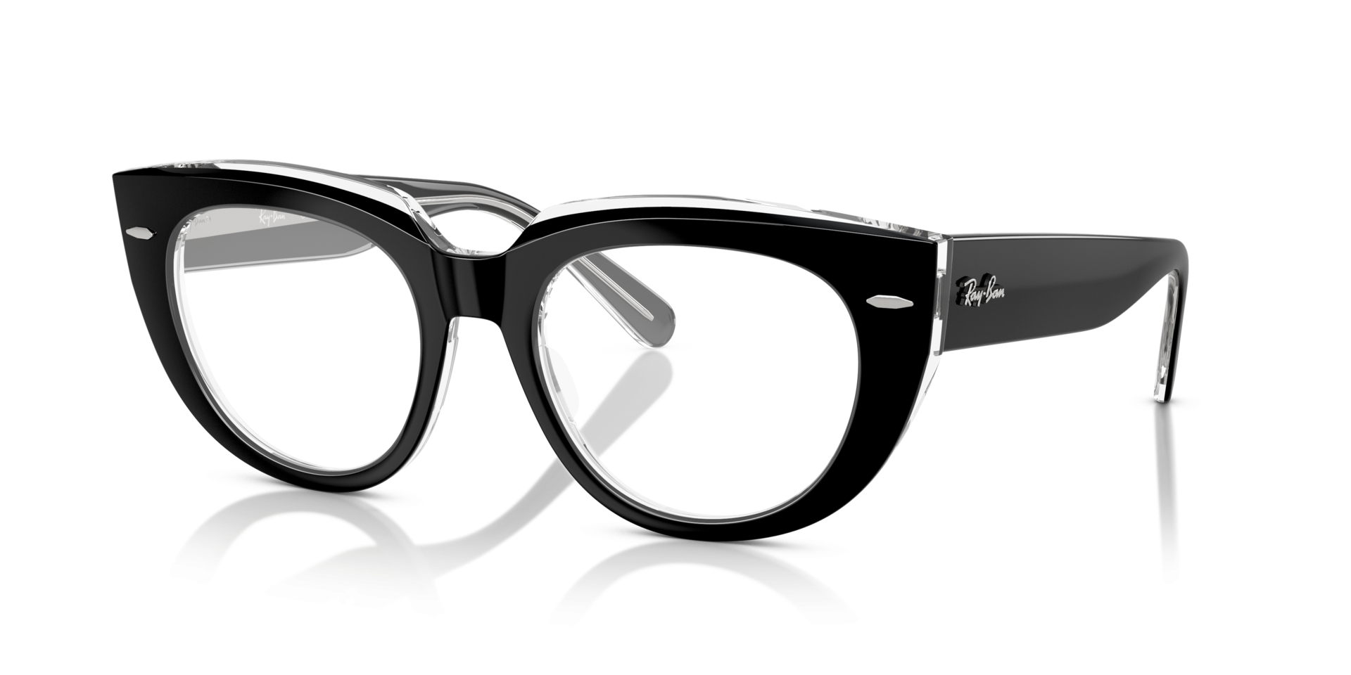 RB5586 Black On Transparent AcetateEyeglass Frames for Glasses Direct, Angle View