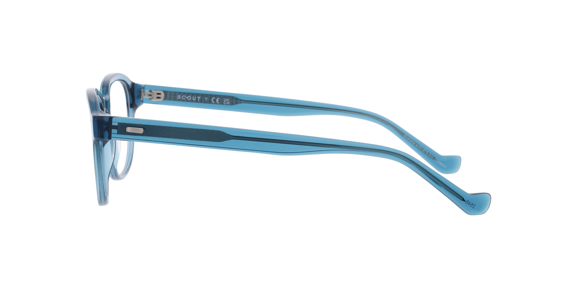Miró Transparent Dark Blue AcetateEyeglass Frames for Glasses Direct, Side View