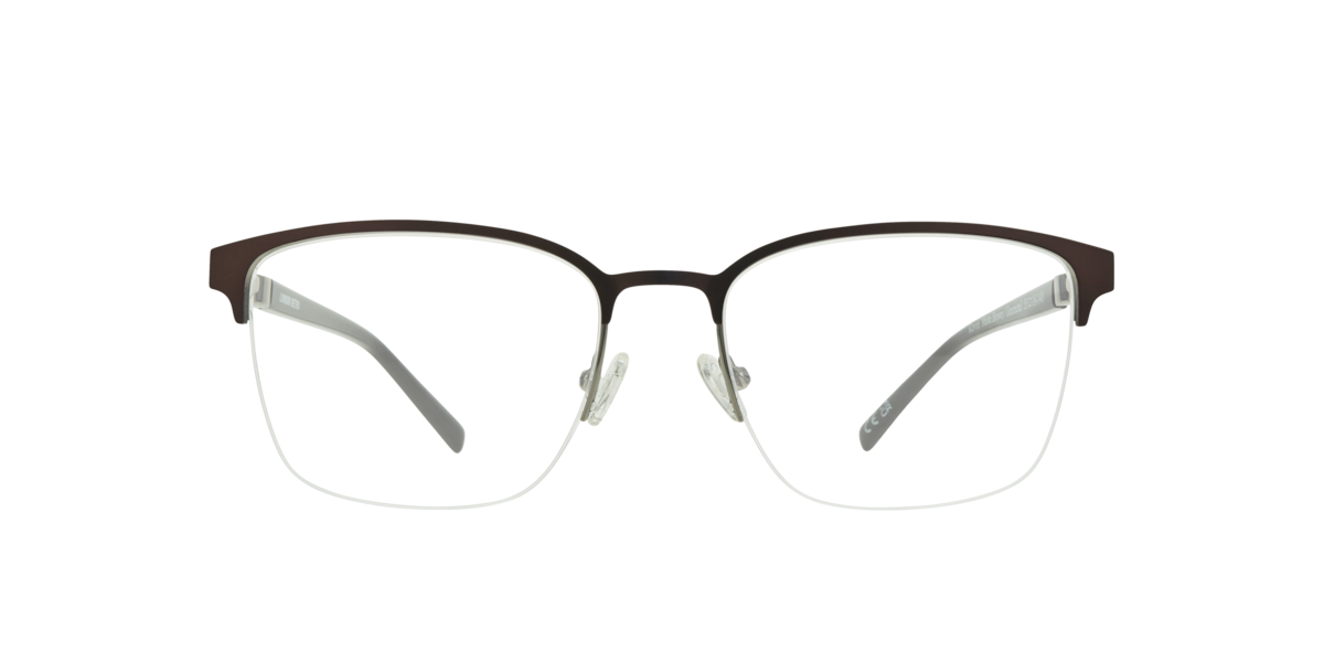 Matte Brown/Gunmetal rectangle Metal eyeglasses Online - Semi Rim - Kevin