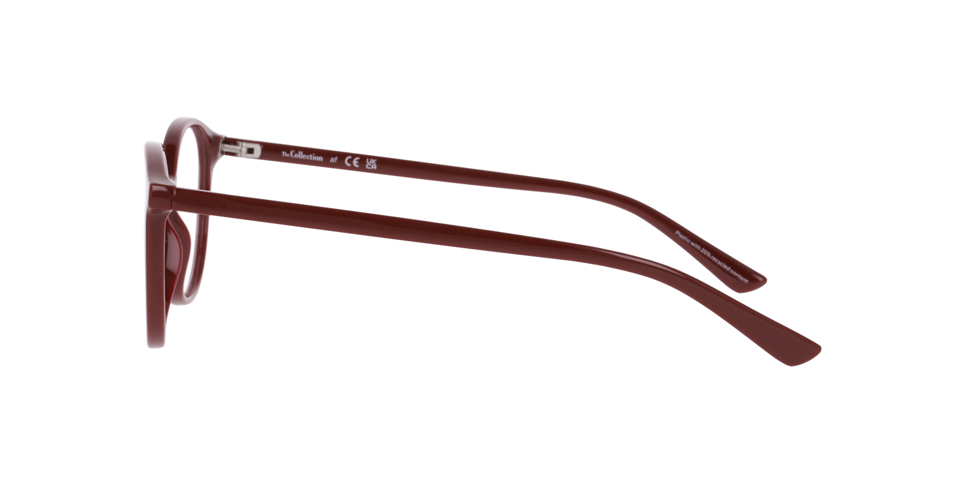 Nadia Burgundy PlasticEyeglass Frames for Glasses Direct, Side View