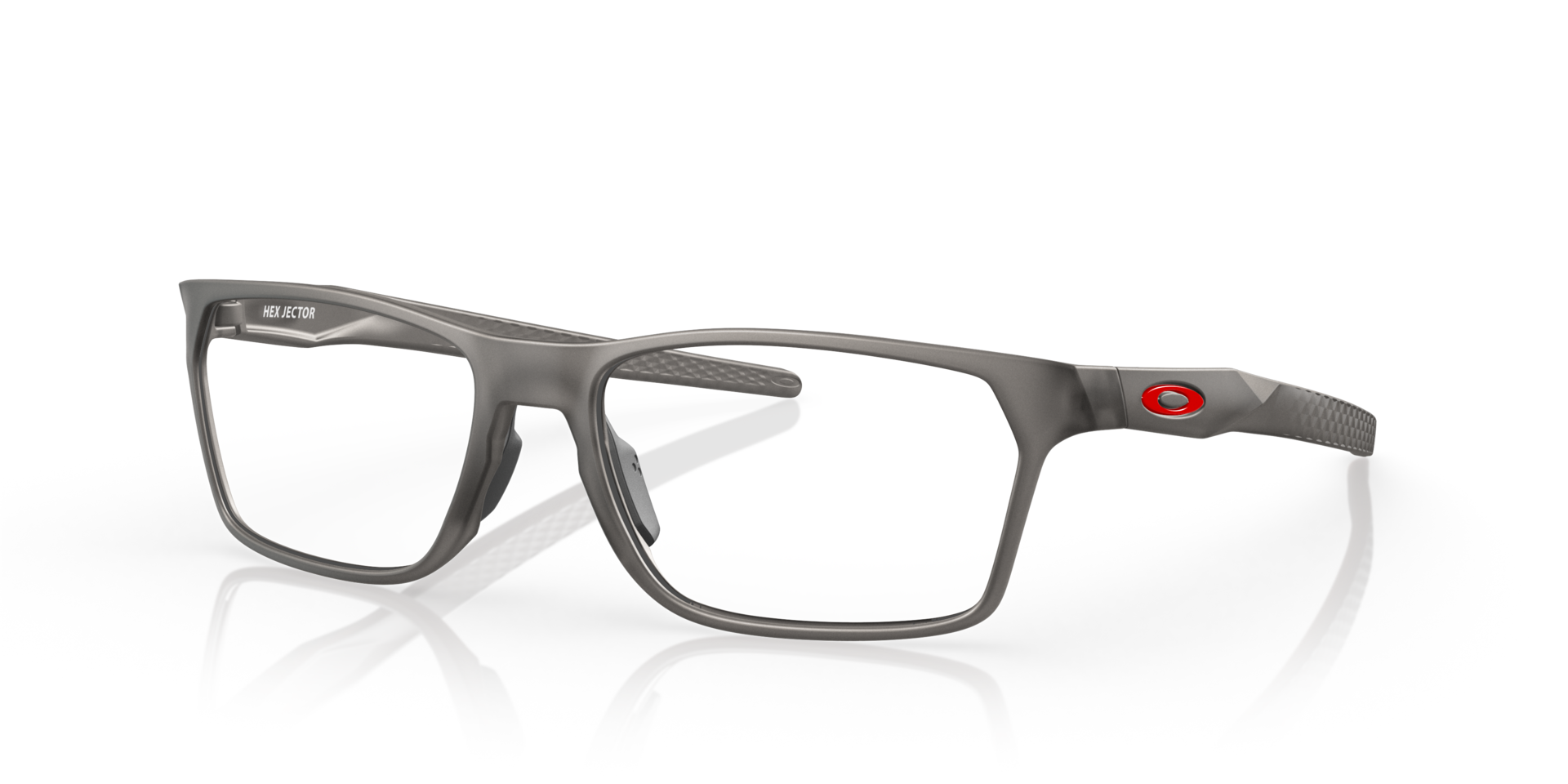 Hex Jector Satin Grey Smoke PlasticEyeglass Frames for Glasses Direct, Angle View