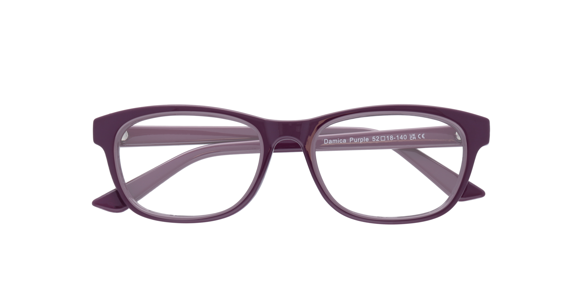 Damica Purple PlasticEyeglass Frames for Glasses Direct, Closed View