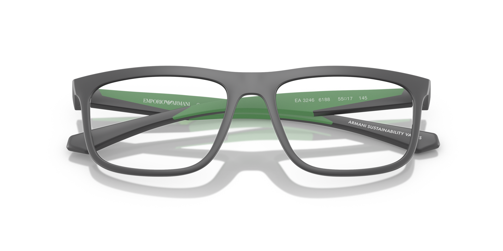 EA3246 Matte Grey PlasticEyeglass Frames for Glasses Direct, Closed View