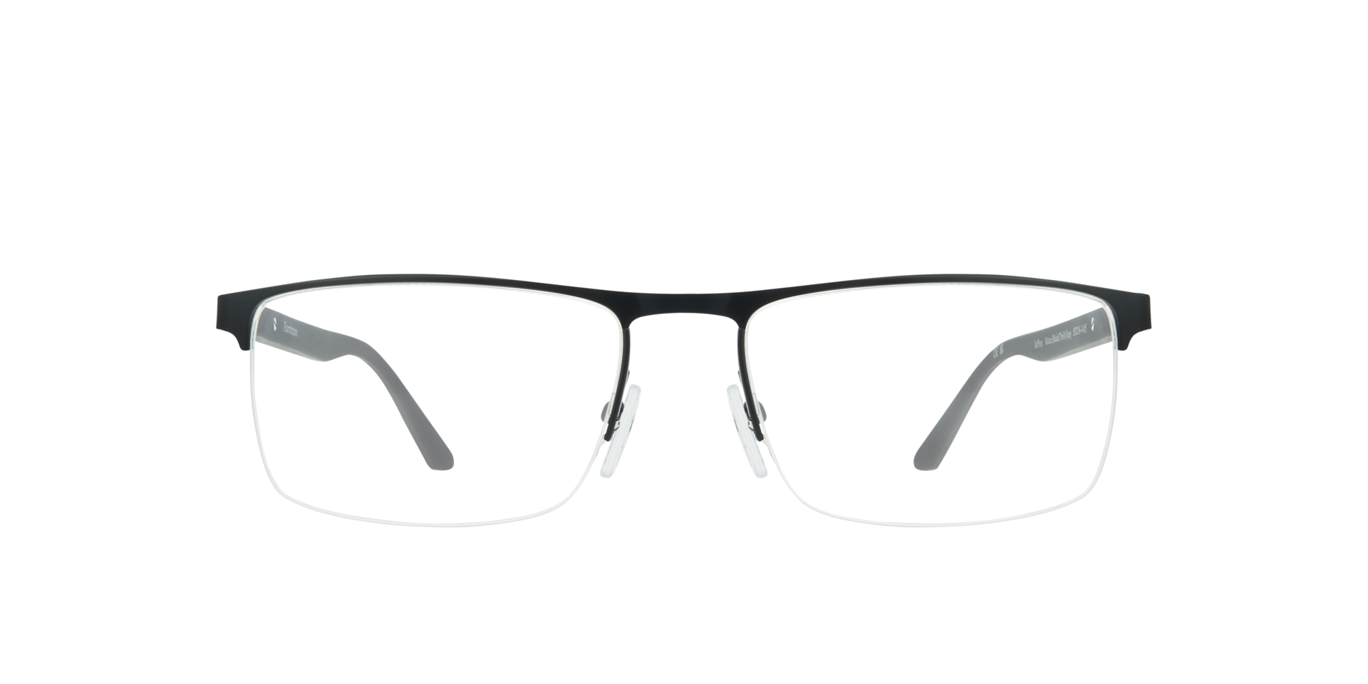 Jeffrey Matte Black & Twill Grey MetalEyeglass Frames for Glasses Direct, Front View