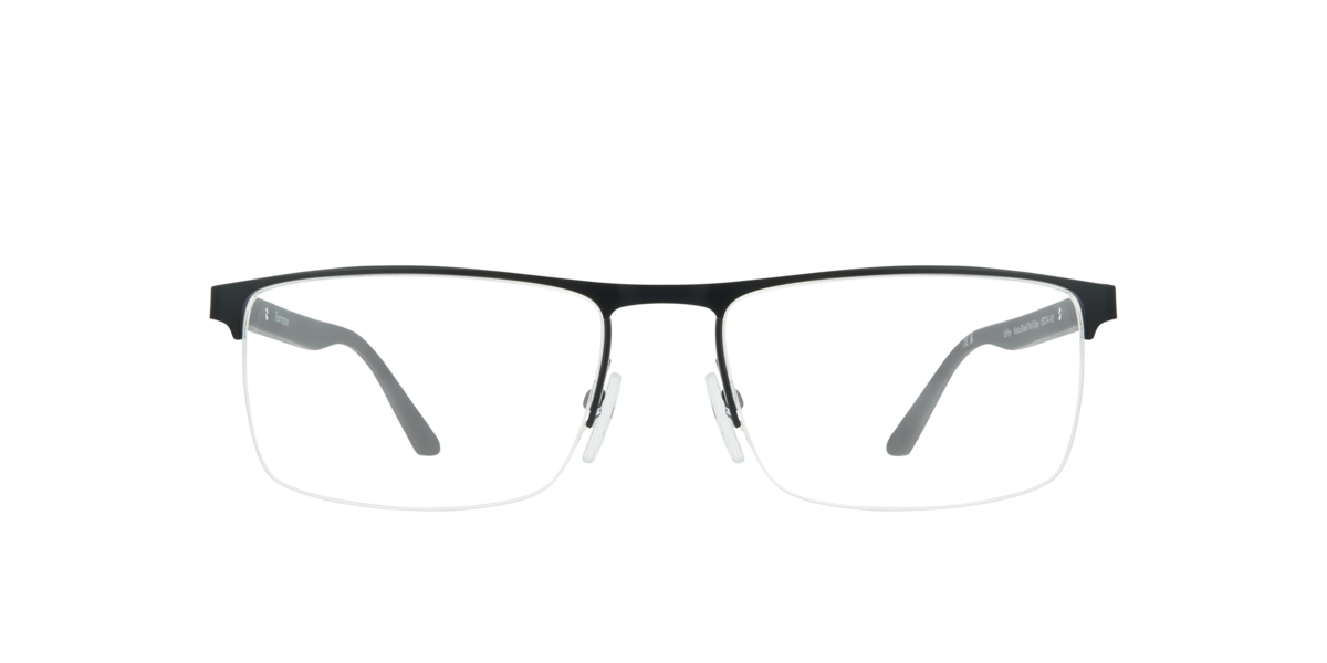 Harrington Men's Matte Black,Twill Grey Matte Black/Twill Grey Rectangle Metal Eyeglasses Online - Semi Rim - Jeffrey