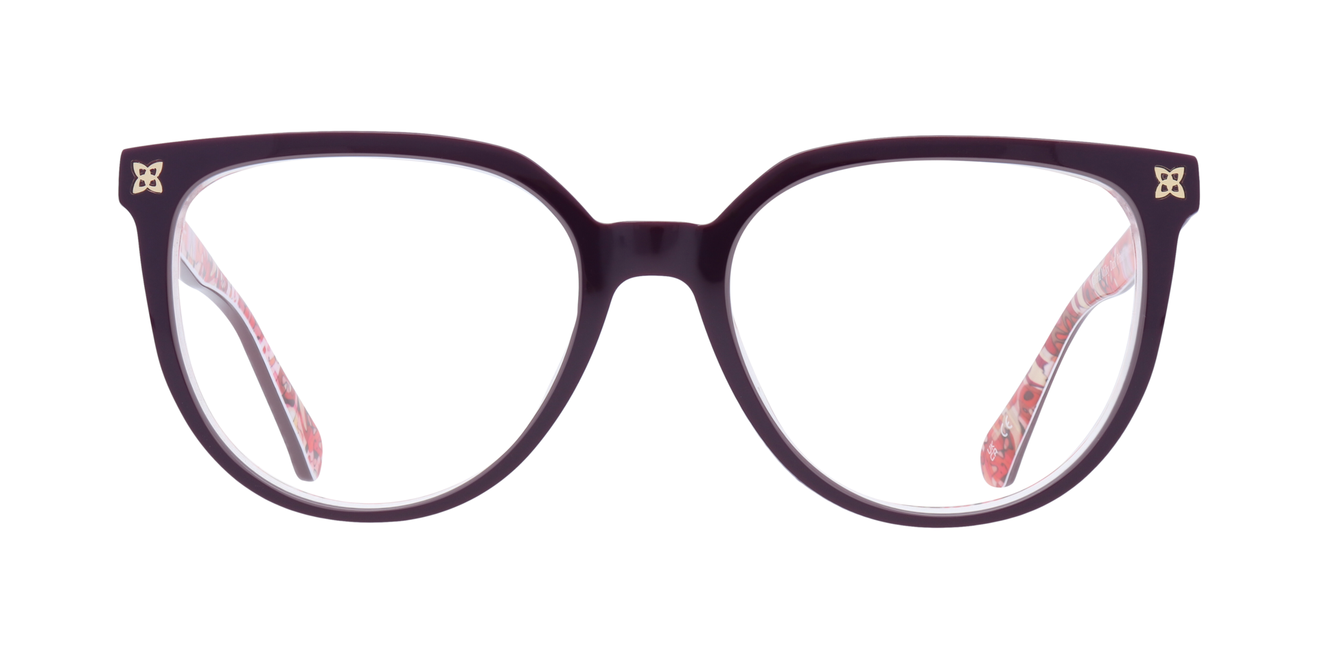 Gloria Milky Dark Pink  &  Flowers AcetateEyeglass Frames for Glasses Direct, Front View