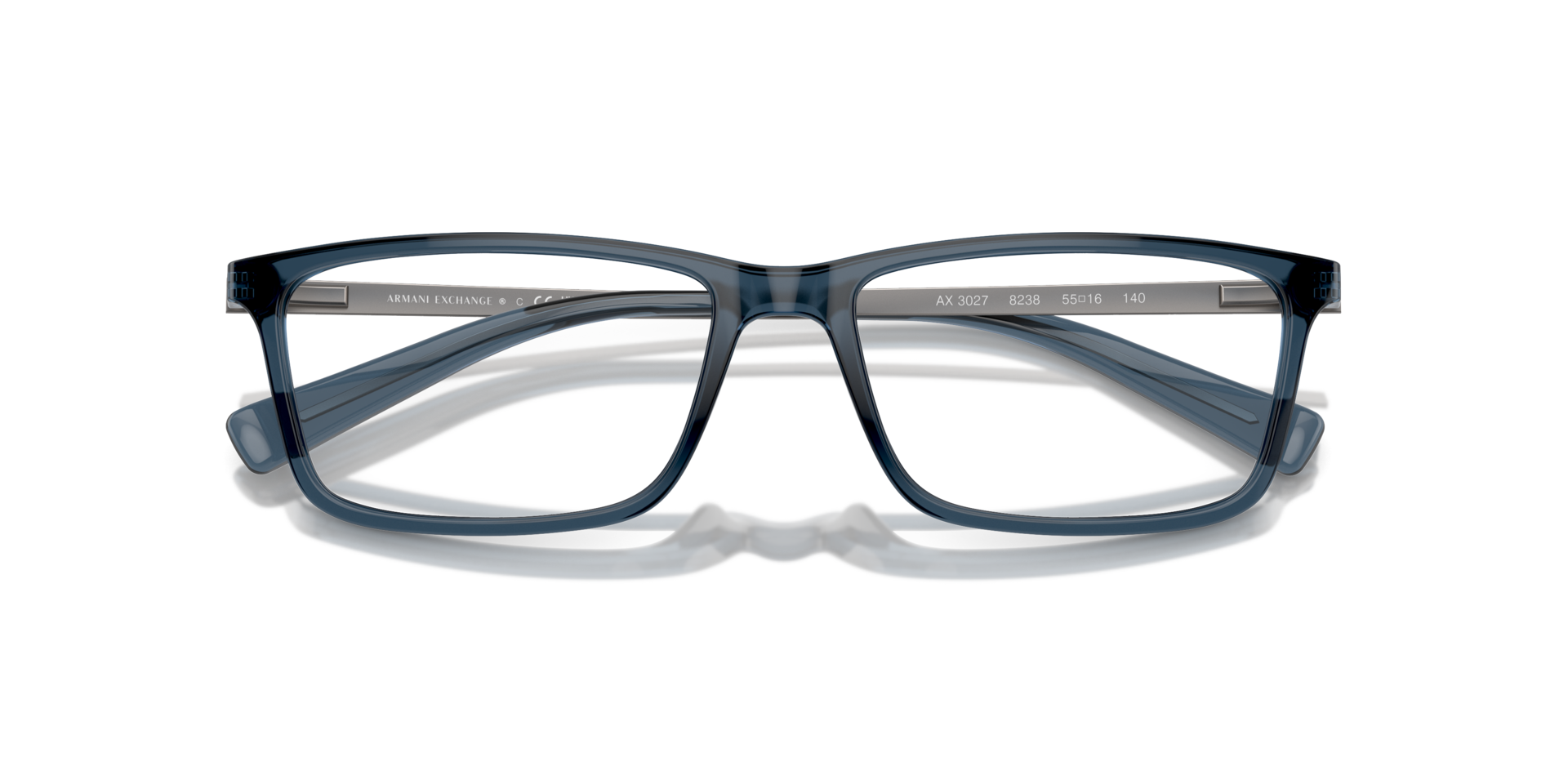 AX3027 Transparent Blue PlasticEyeglass Frames for Glasses Direct, Closed View