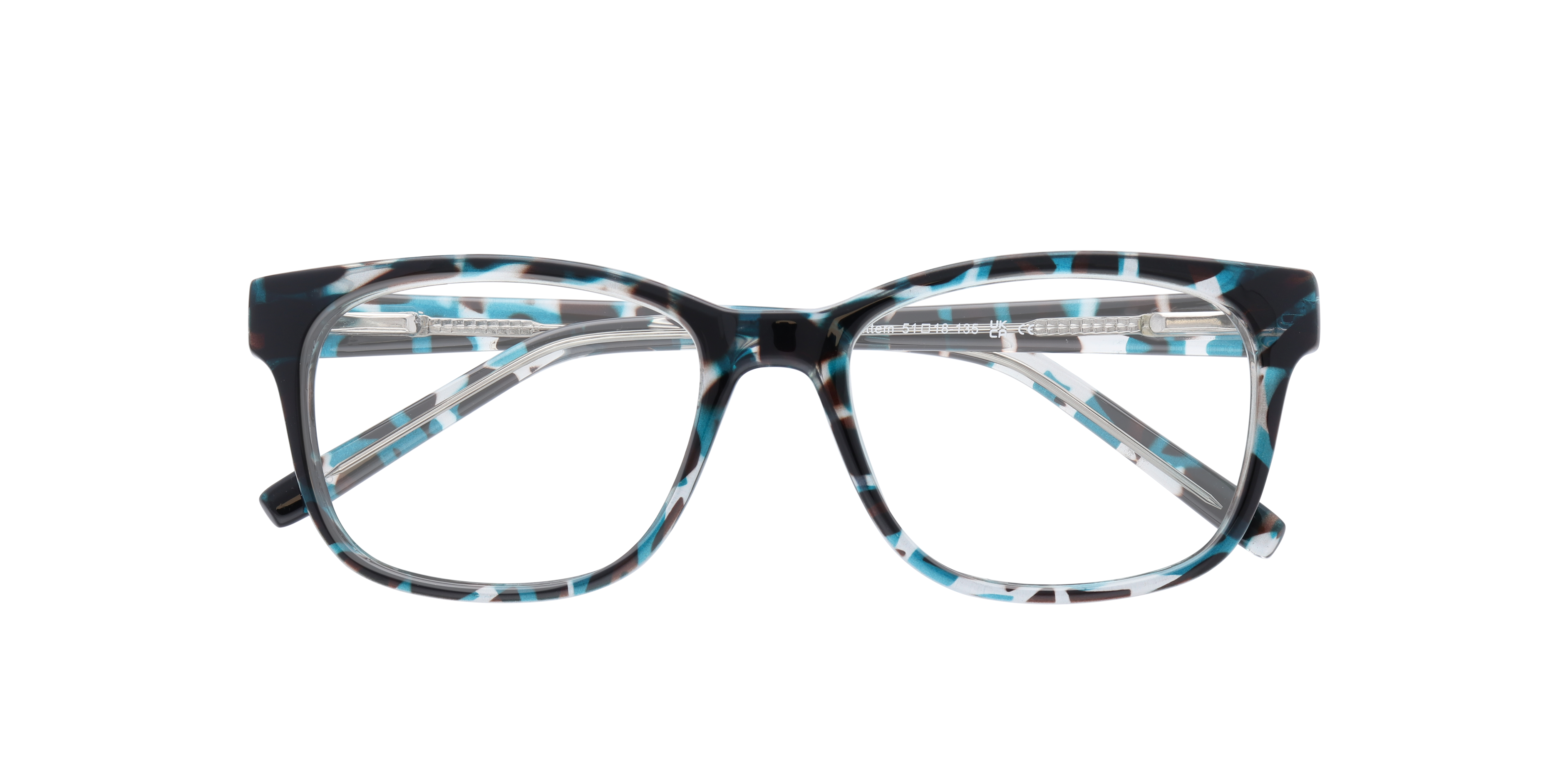 Diallo Blue Pattern PlasticEyeglass Frames for Glasses Direct, Closed View