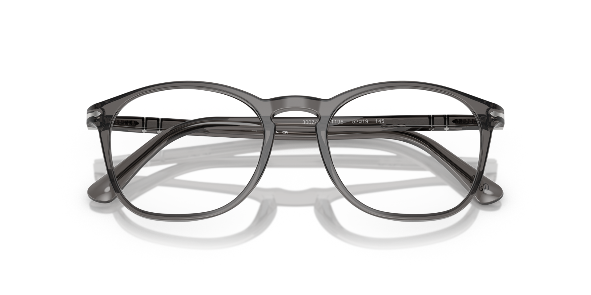PO3007VM Transparent Grey AcetateEyeglass Frames for Glasses Direct, Closed View
