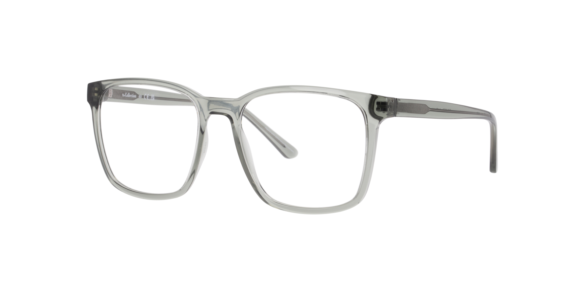 Nathan Transparent Dark Green PlasticEyeglass Frames for Glasses Direct, Angle View