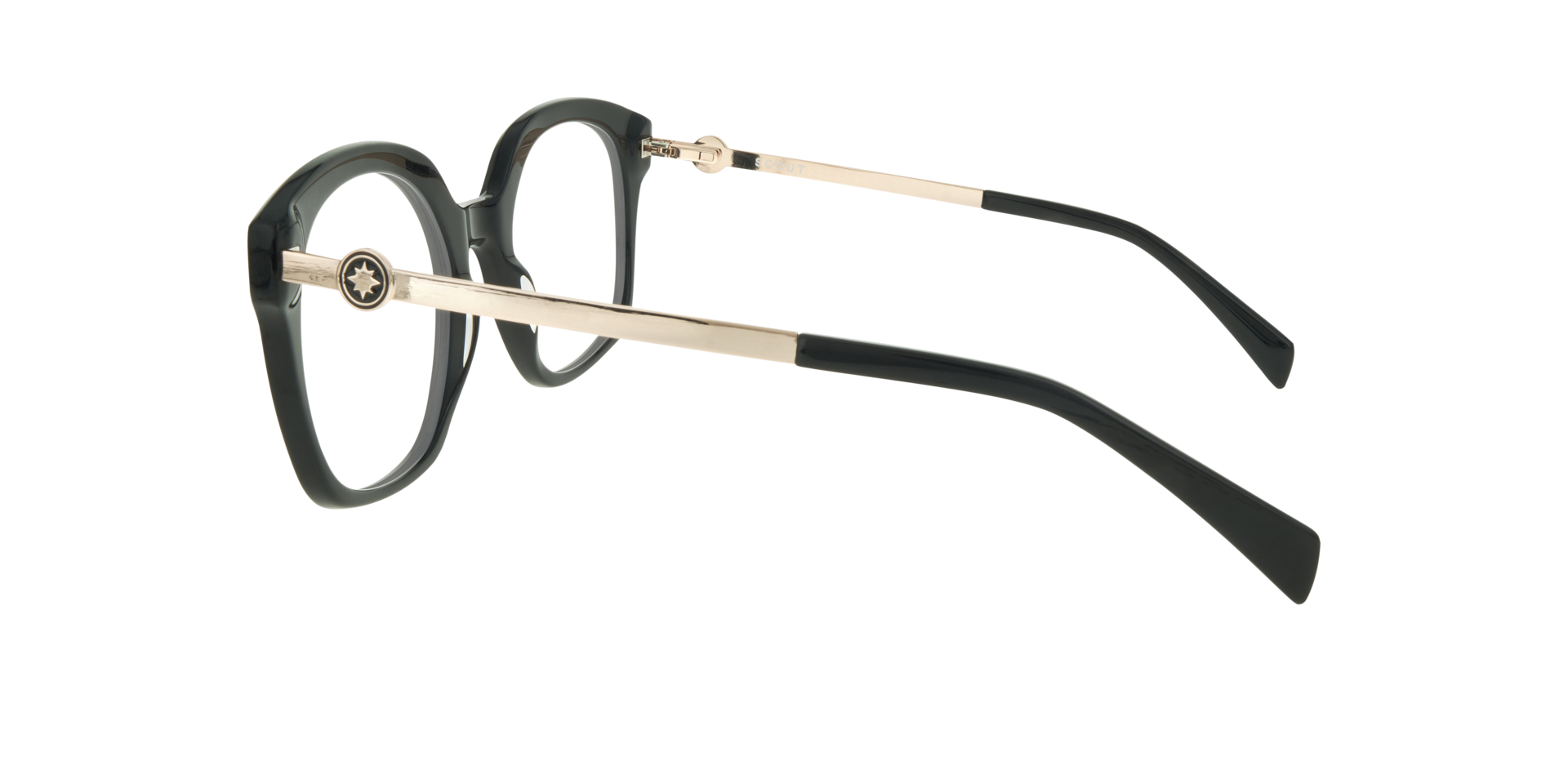 Keira Black & Gold AcetateEyeglass Frames for Glasses Direct, Side View