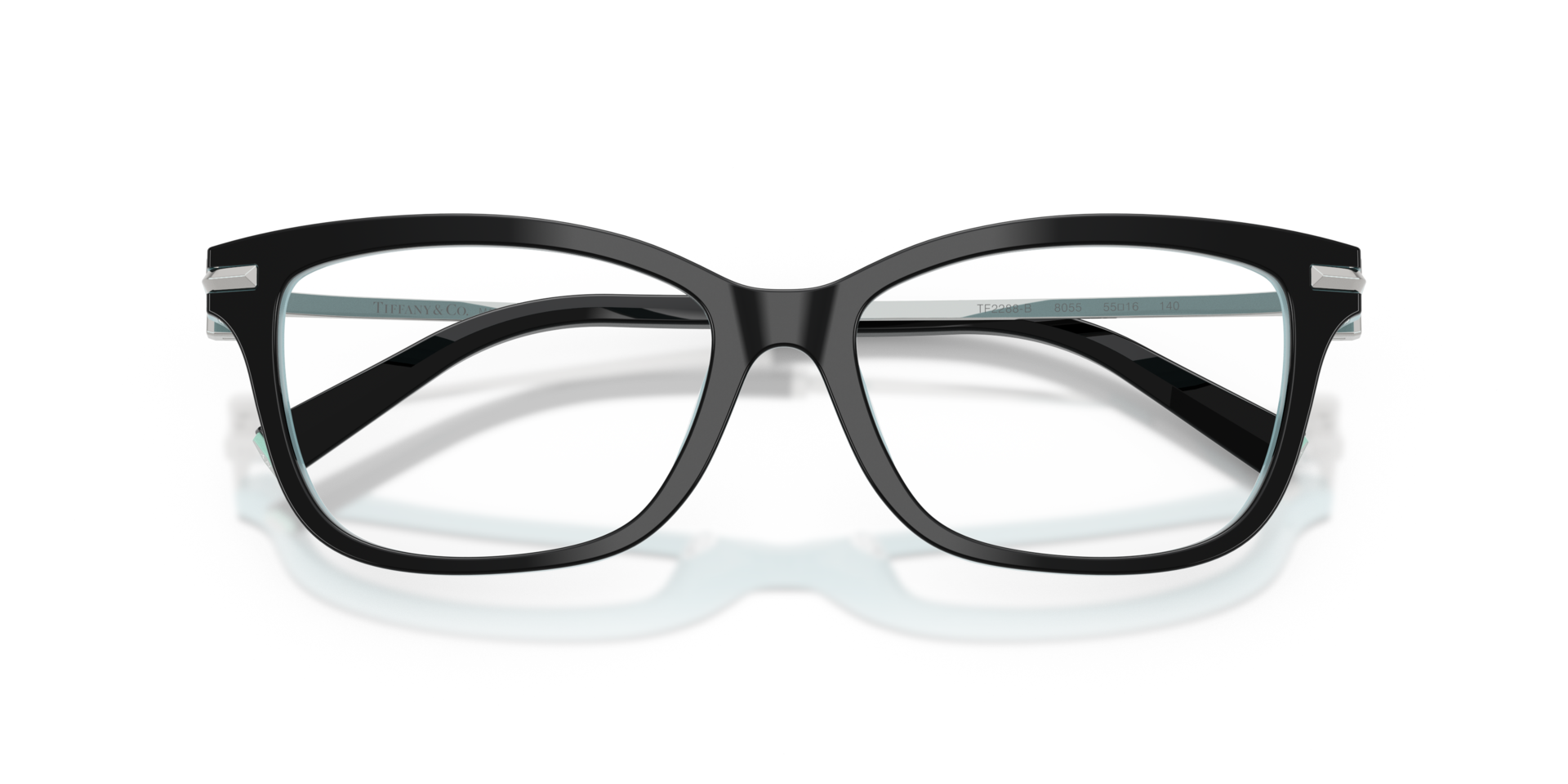TF2288B Black On Tiffany Blue AcetateEyeglass Frames for Glasses Direct, Closed View
