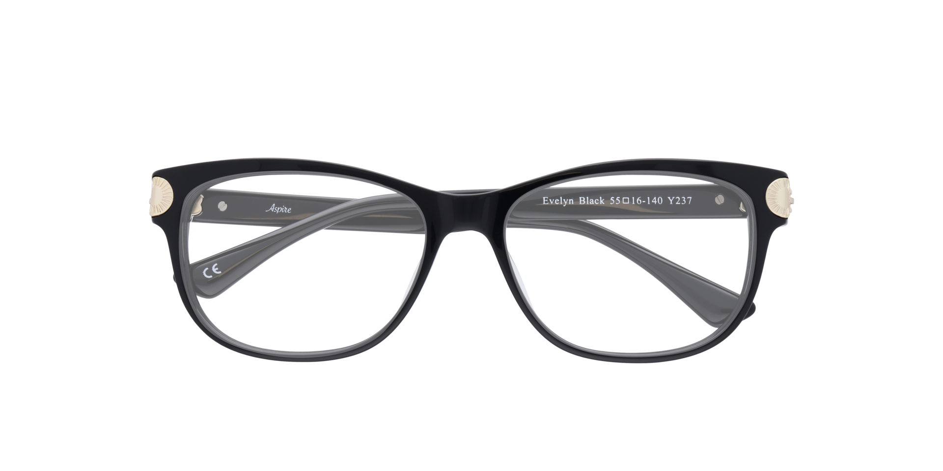 Evelyn Black AcetateEyeglass Frames for Glasses Direct, Closed View