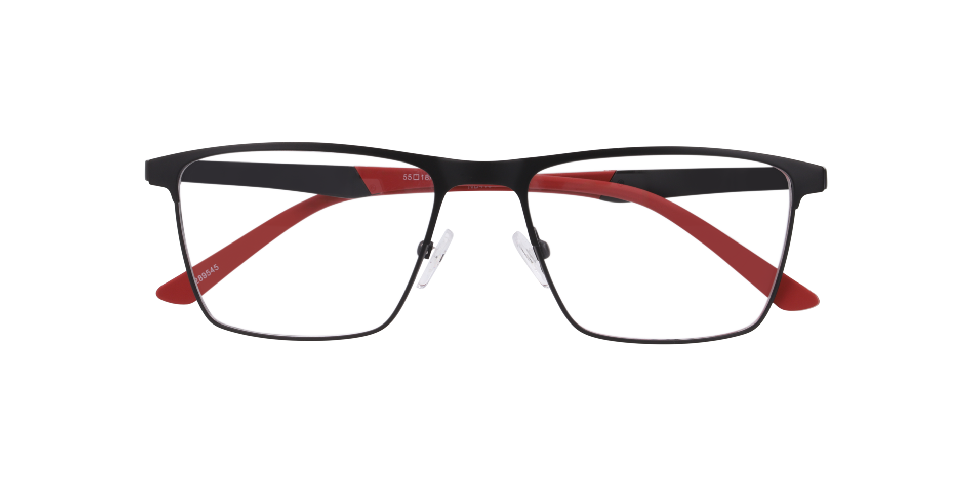 Nb4191 Black Red MetalEyeglass Frames for Glasses Direct, Closed View