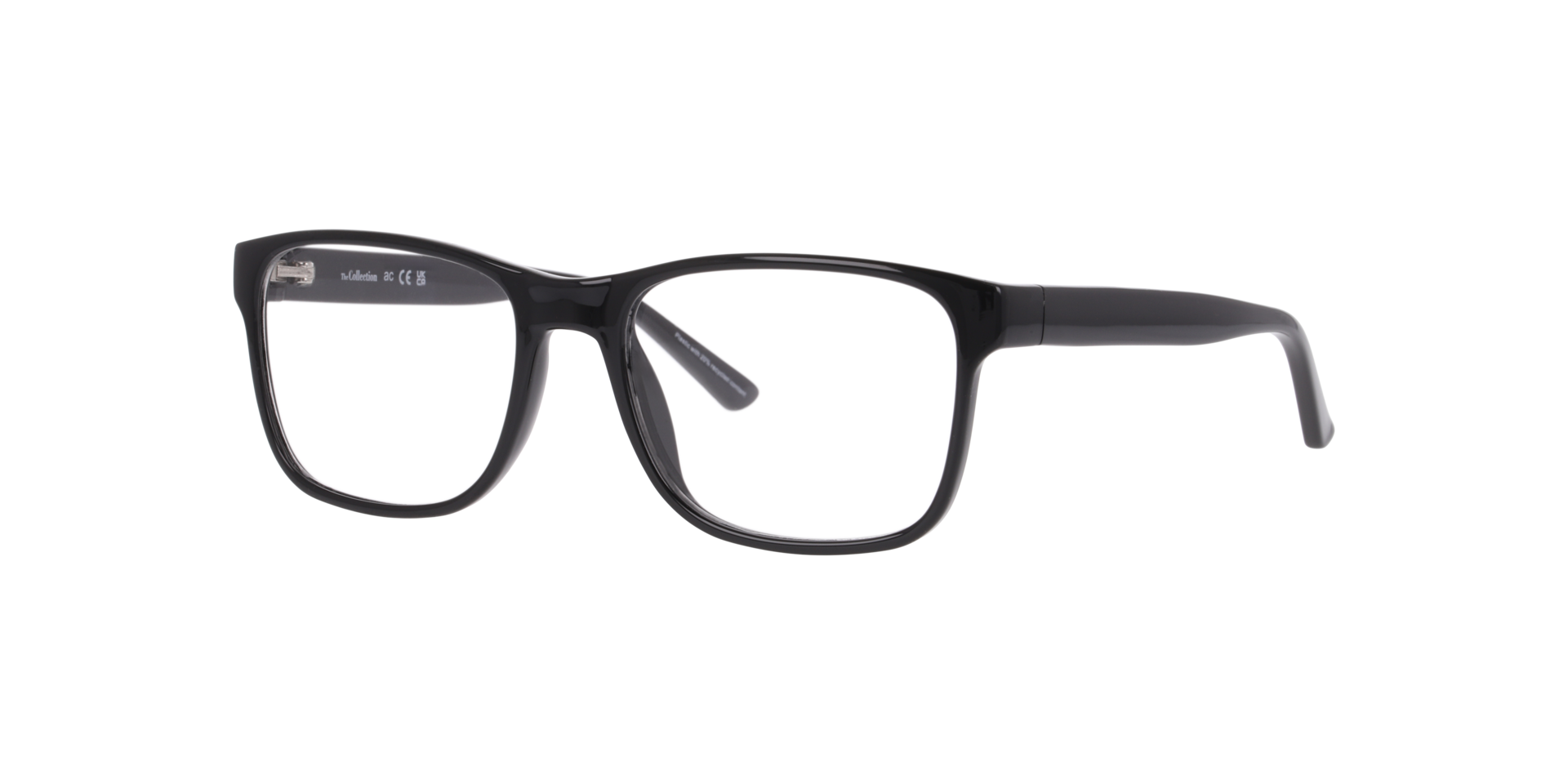 Noah Black PlasticEyeglass Frames for Glasses Direct, Angle View