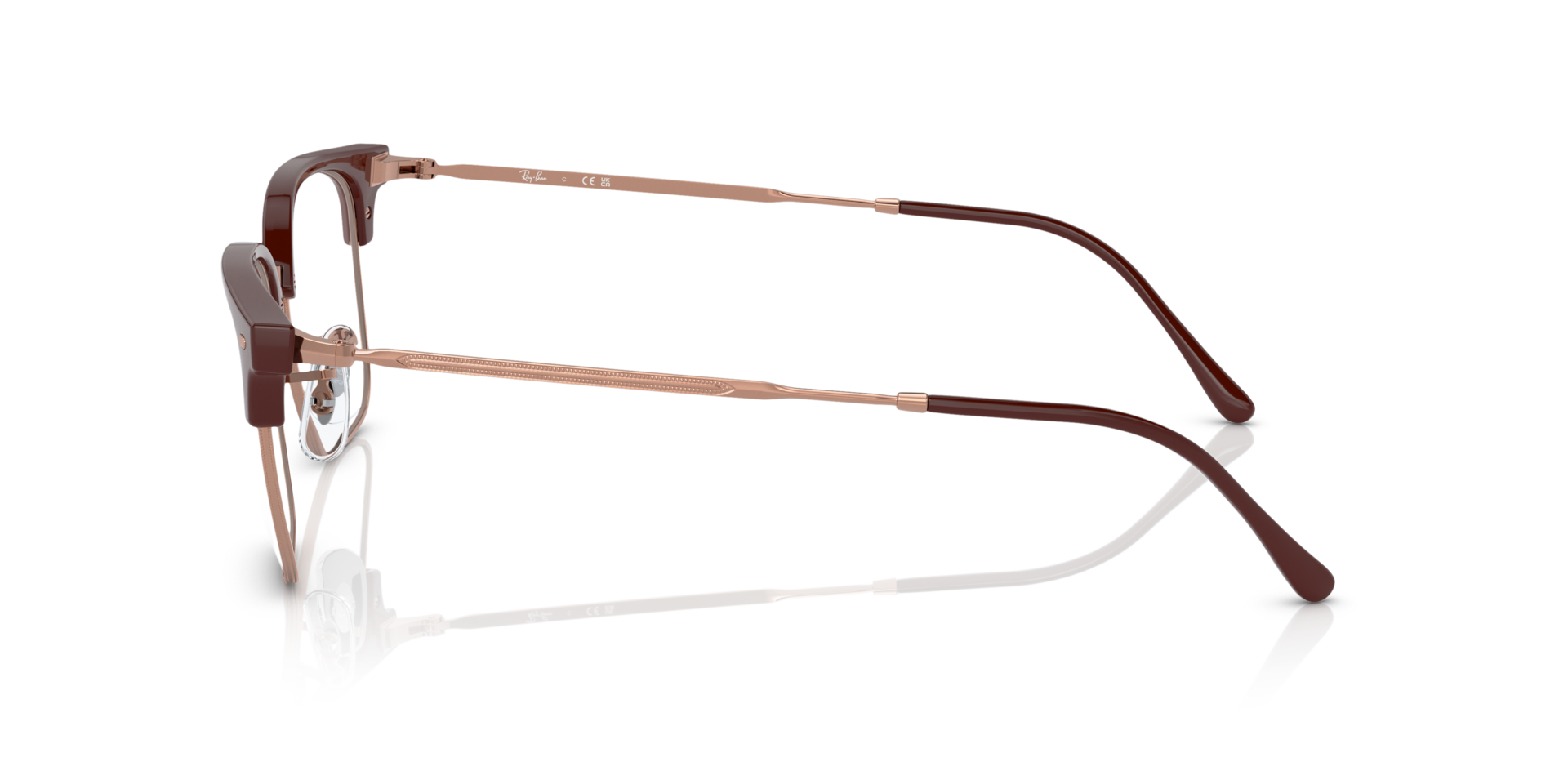 New Clubmaster Optics Bordeaux On Rose Gold PlasticEyeglass Frames for Glasses Direct, Side View