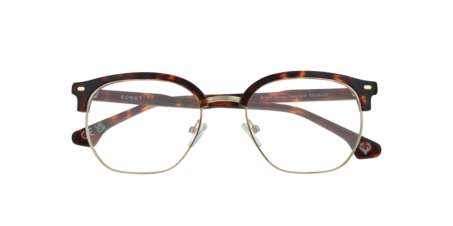 Keegan Havana & Shiny Gold MetalEyeglass Frames for Glasses Direct, Closed View