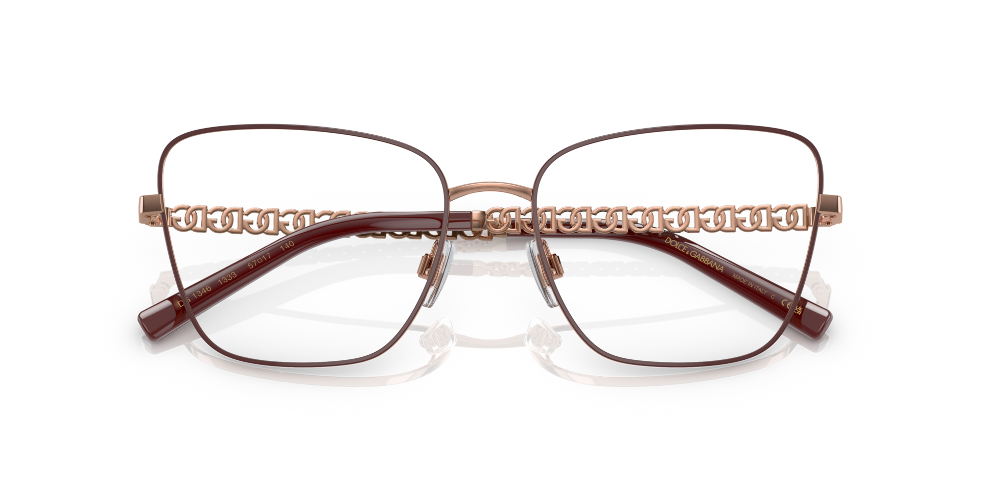 DG1346 Pink Gold & Matte Bordeaux MetalSunglass Frames for Glasses Direct, Closed View