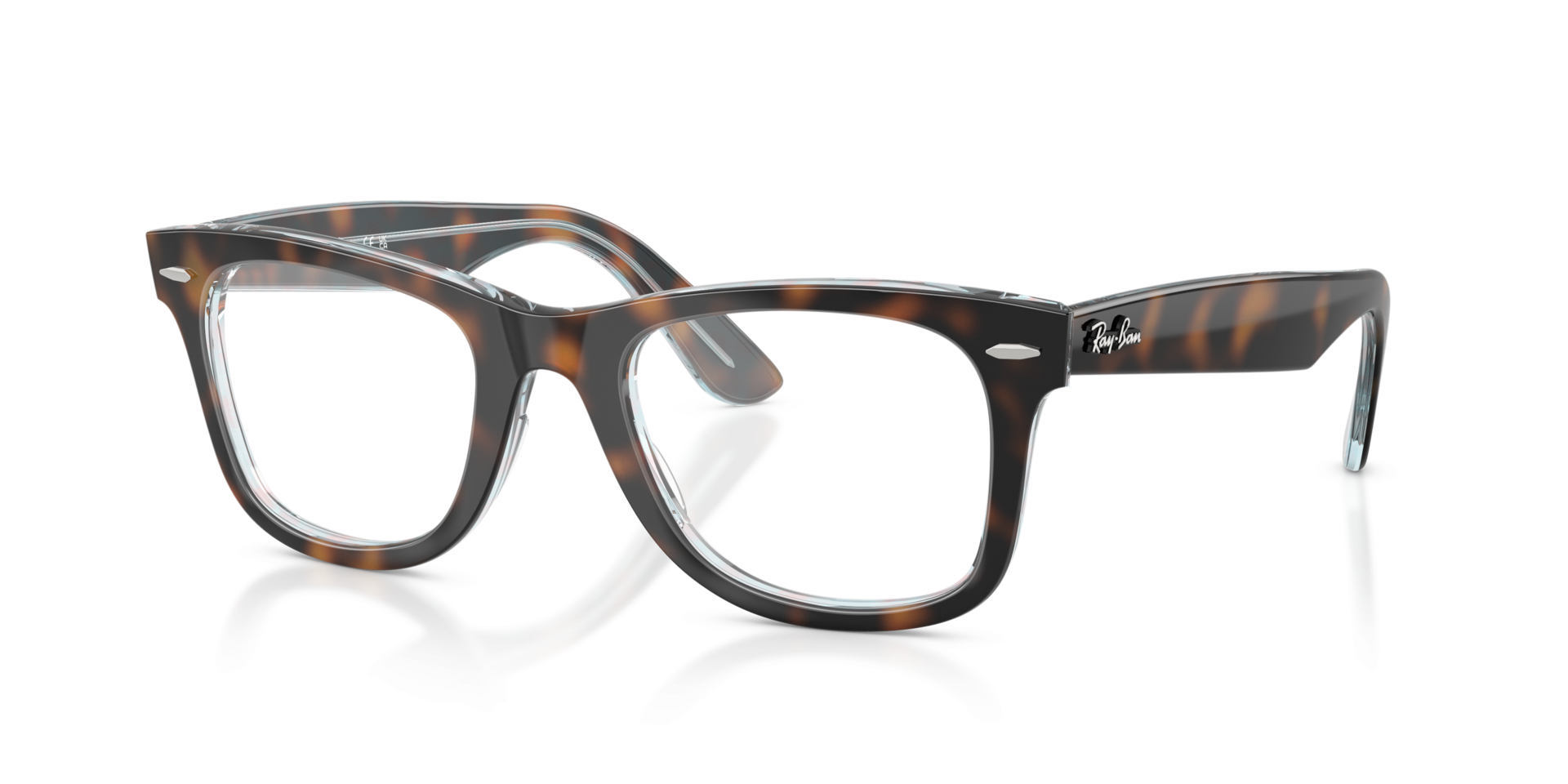 RB4340V Dark Havana On Multicolor PlasticEyeglass Frames for Glasses Direct, Angle View