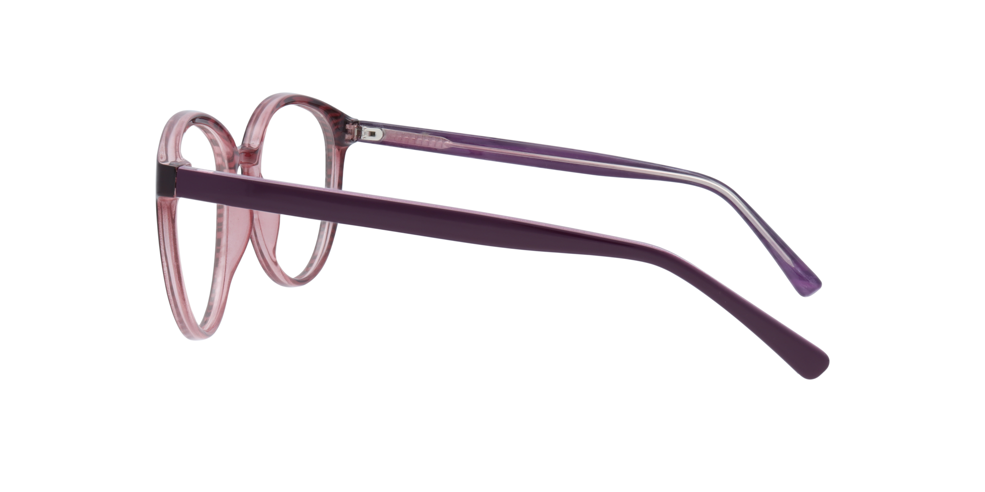 Claire Brown & Pink PlasticEyeglass Frames for Glasses Direct, Side View