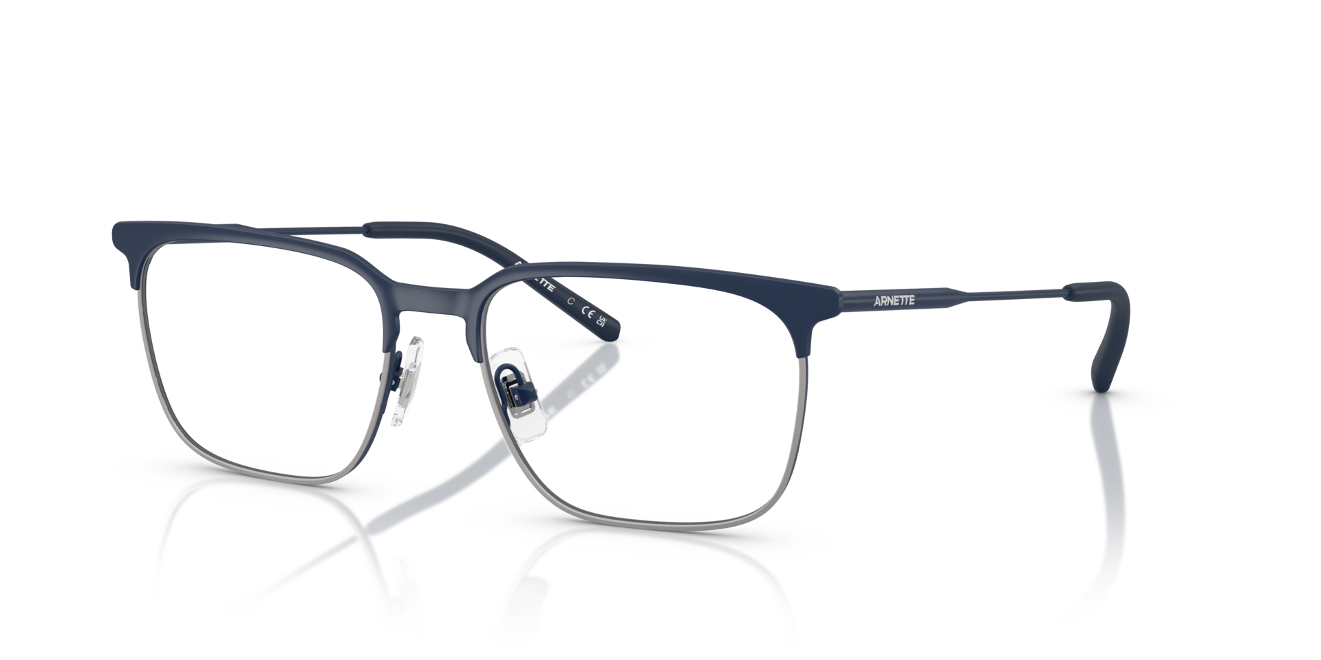 AN6136 Matte Dark Blue & Gunmetal MetalEyeglass Frames for Glasses Direct, Angle View