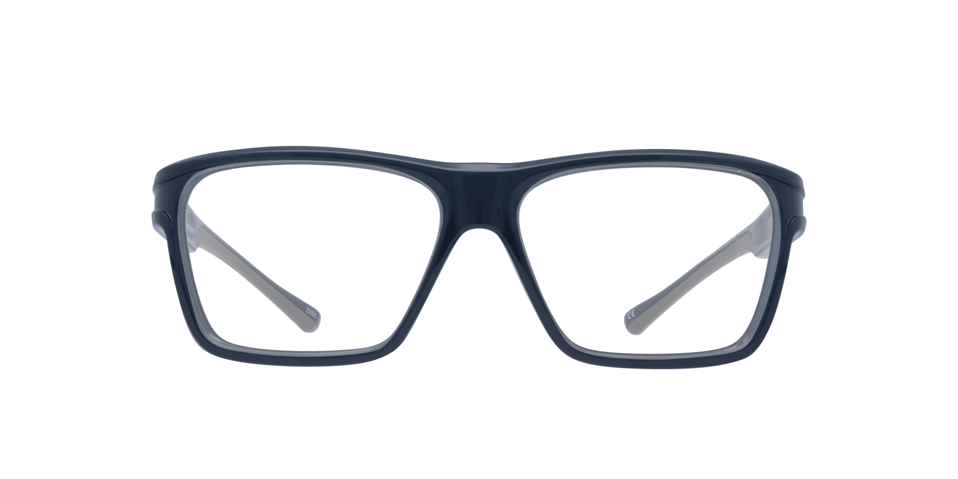 Performer Dark Blue & Grey PlasticEyeglass Frames for Glasses Direct, Front View