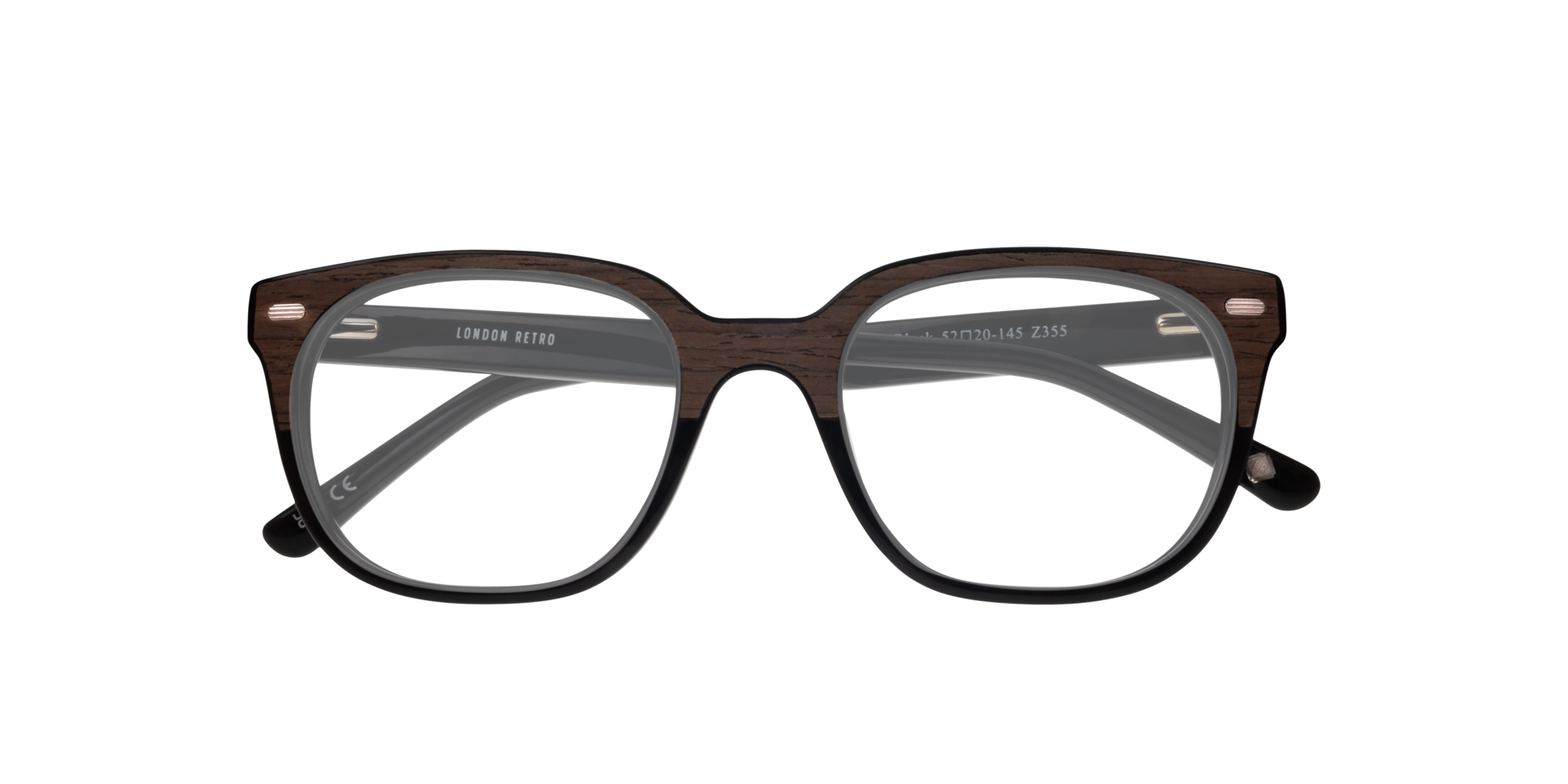 Hanwell Brown Wood Black AcetateEyeglass Frames for Glasses Direct, Closed View