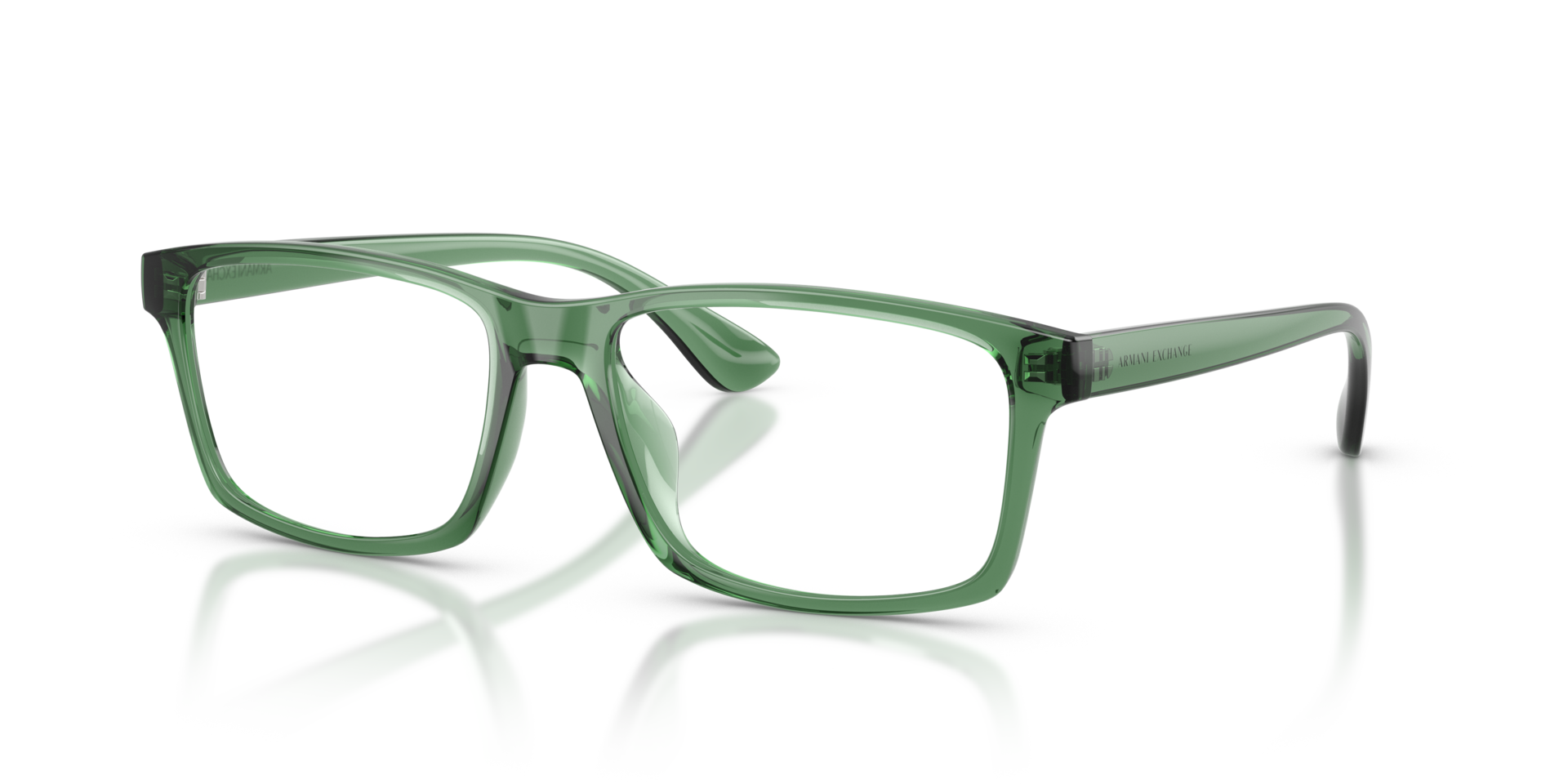 AX3083U Shiny Transparent Green PlasticEyeglass Frames for Glasses Direct, Angle View