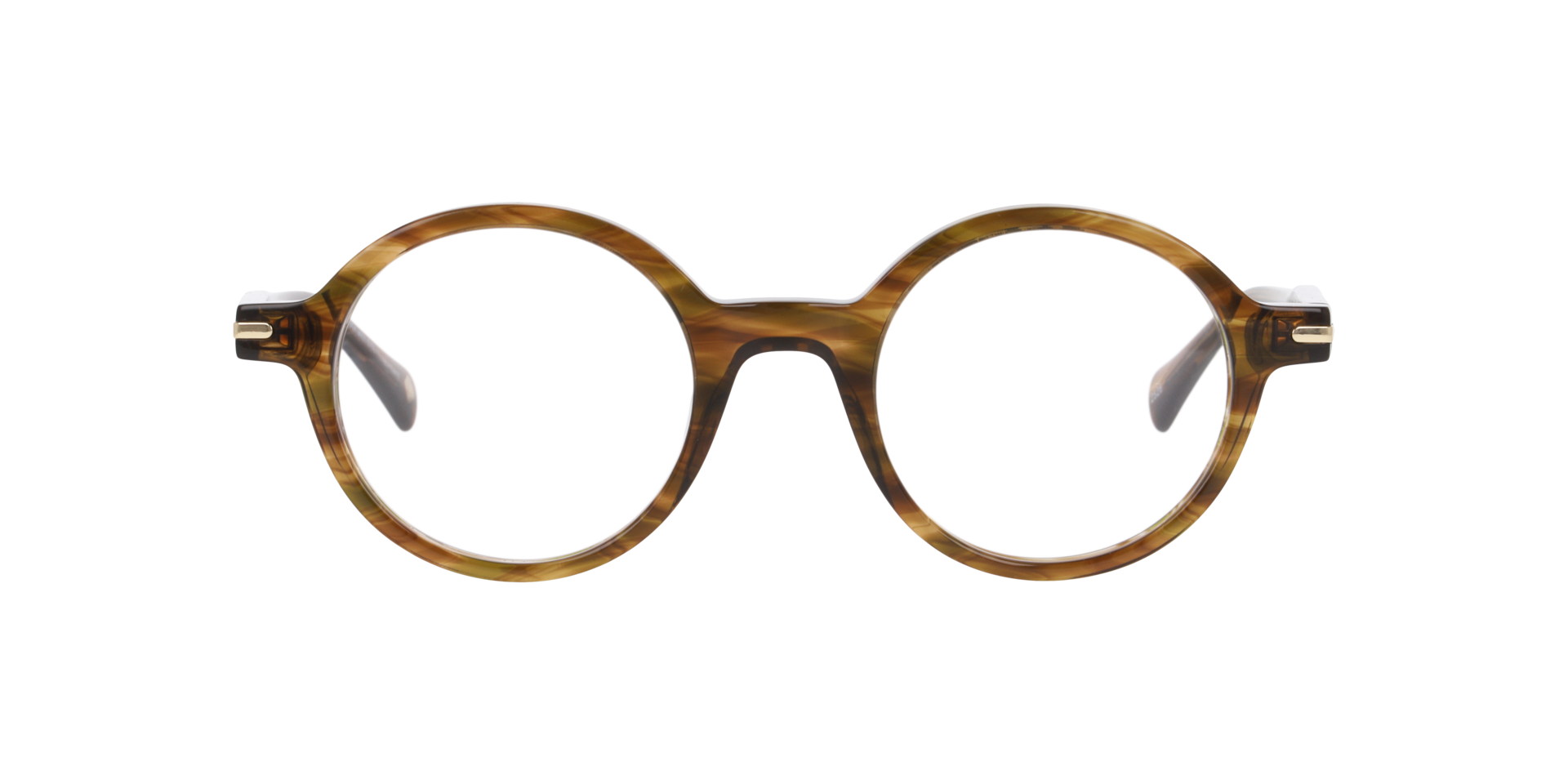 Nine Elms Stripped Brown AcetateEyeglass Frames for Glasses Direct, Front View