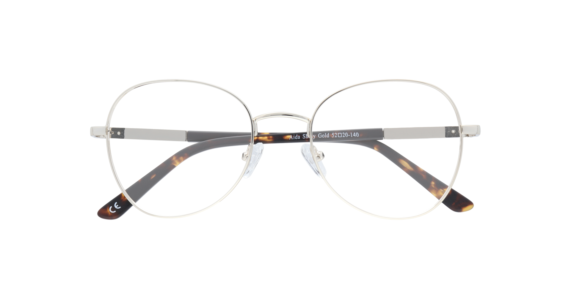 Aida Shiny Gold MetalEyeglass Frames for Glasses Direct, Closed View