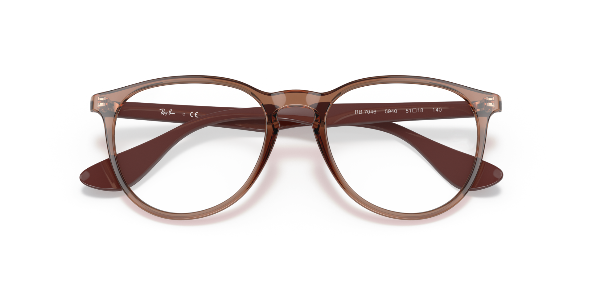 RB7046 Light Brown PlasticEyeglass Frames for Glasses Direct, Closed View