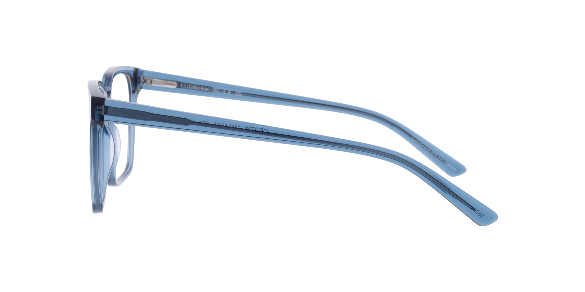 Malakai Transparent Blue AcetateEyeglass Frames for Glasses Direct, Side View