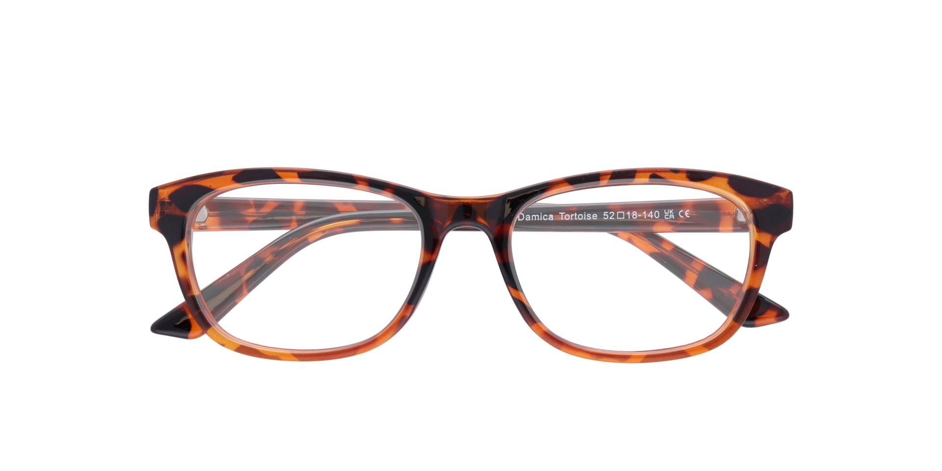 Damica Tortoise PlasticEyeglass Frames for Glasses Direct, Closed View