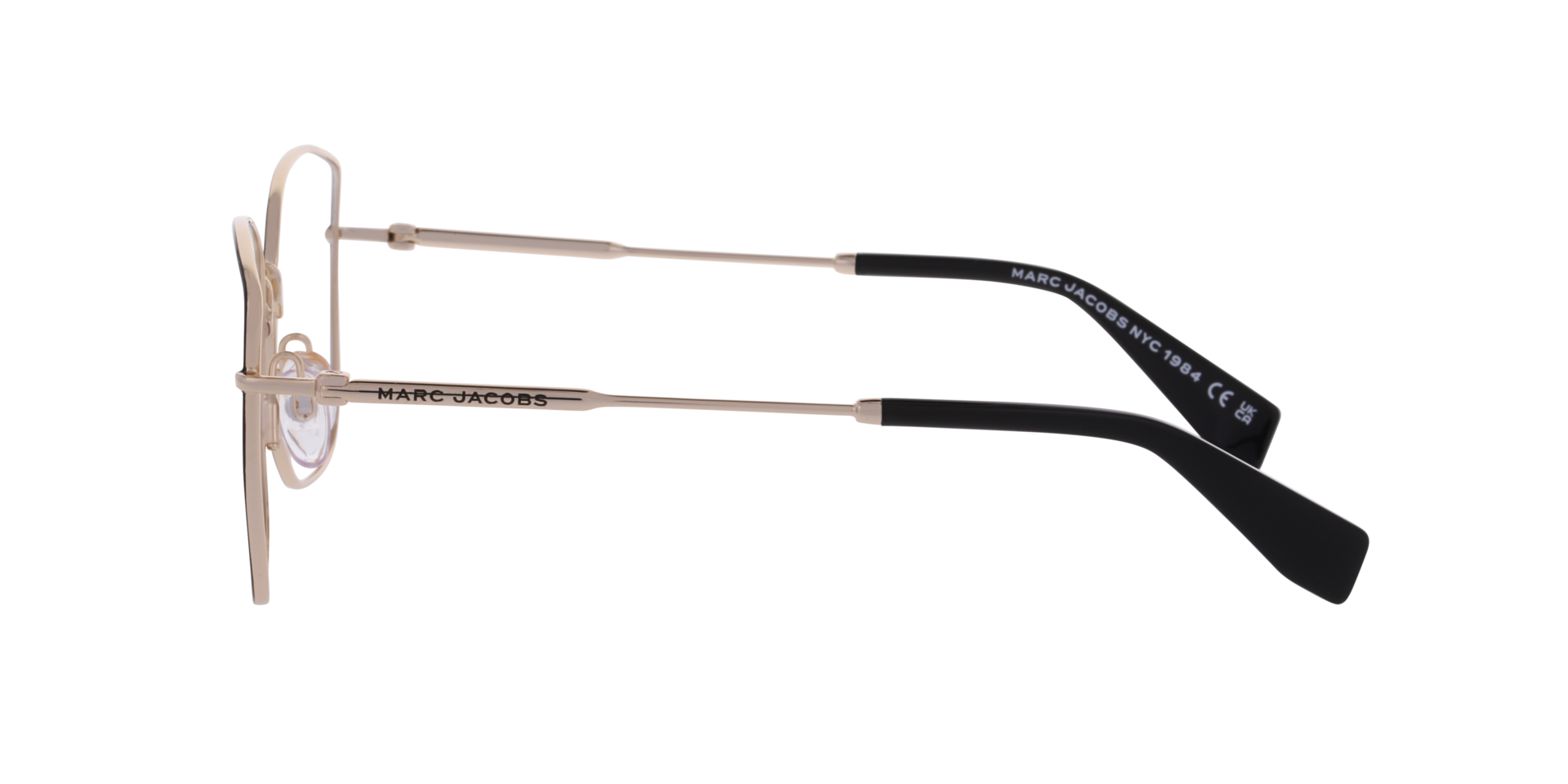 MARC 919 Black Gold MetalEyeglass Frames for Glasses Direct, Side View