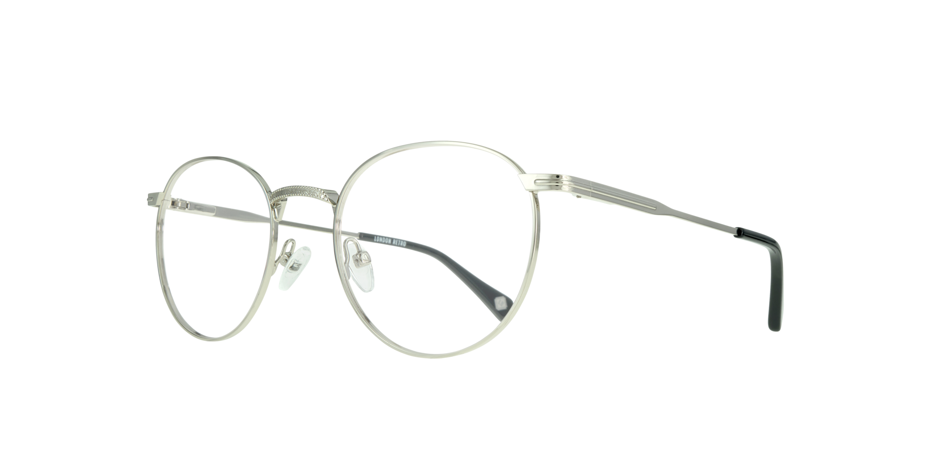 Kentish Shiny Silver MetalEyeglass Frames for Glasses Direct, Angle View