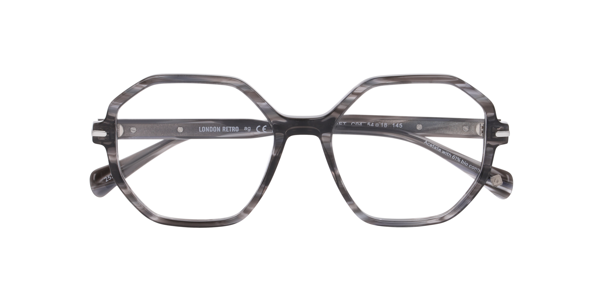 New Barnet Stripped Grey AcetateEyeglass Frames for Glasses Direct, Closed View