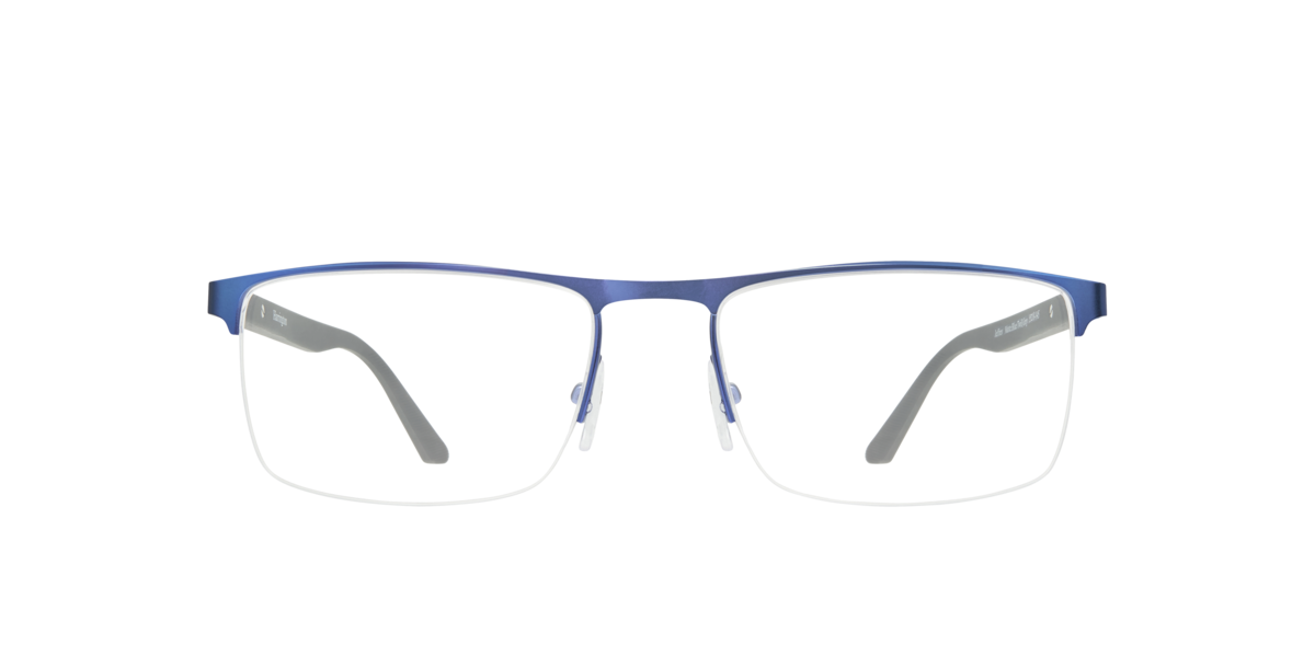 Harrington Men's Matte Blue,Twill Grey Matte Blue/Twill Grey Rectangle Metal Eyeglasses Online - Semi Rim - Jeffrey