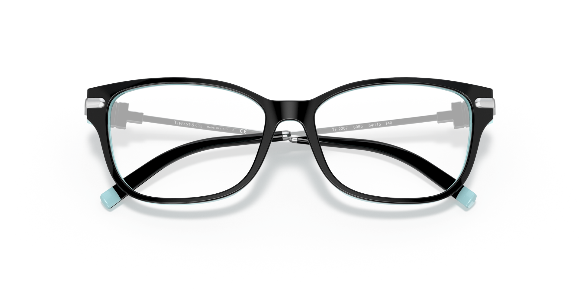 TF2207 Black On Tiffany Blue AcetateEyeglass Frames for Glasses Direct, Closed View
