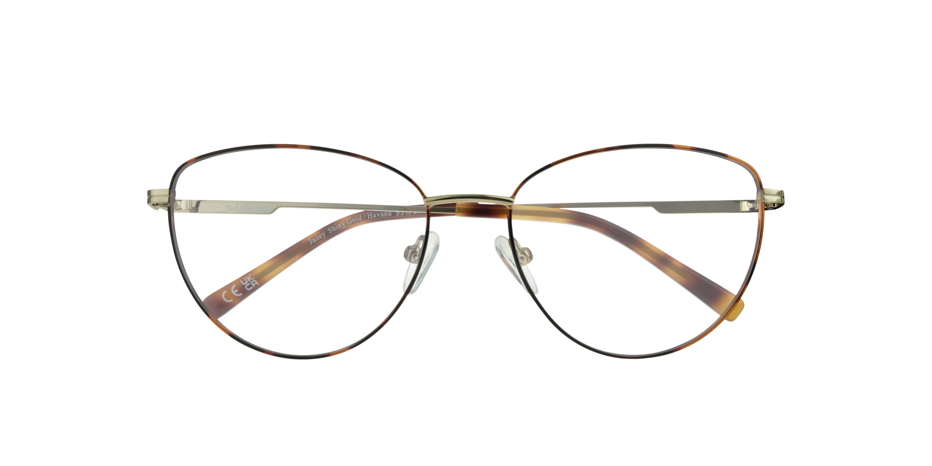 Janey Shiny Gold & Havana MetalEyeglass Frames for Glasses Direct, Closed View