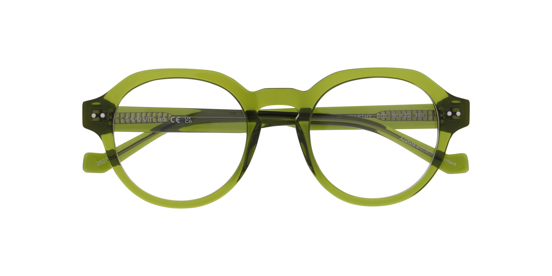 Mccarthy Transparent Dark Green AcetateEyeglass Frames for Glasses Direct, Closed View