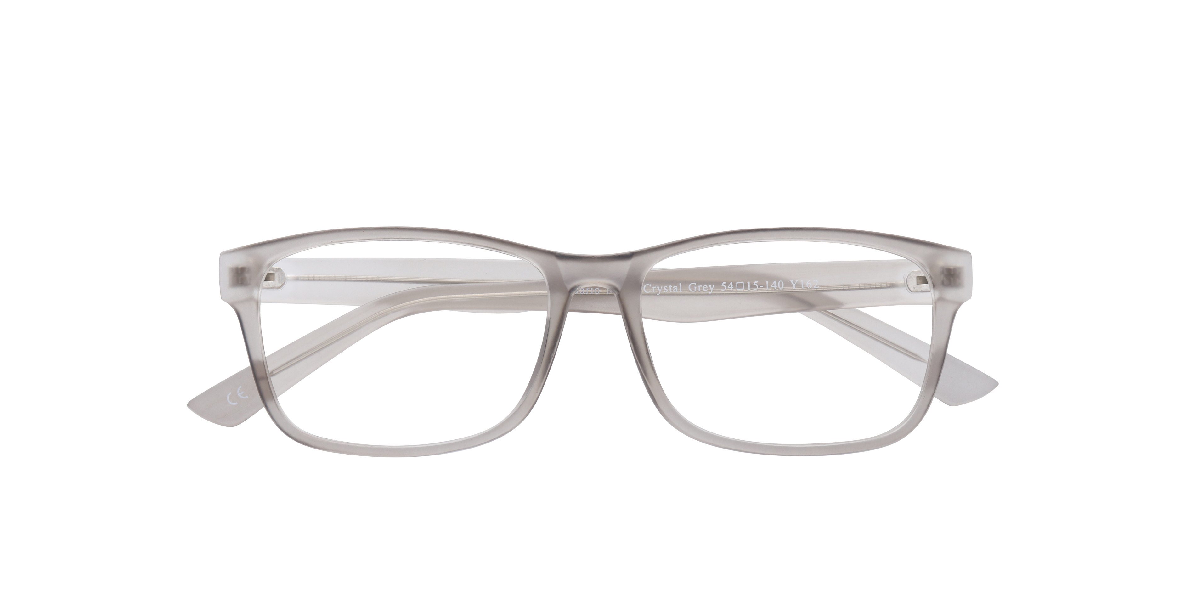 Dario Matte Crystal Grey PlasticSunglass Frames for Glasses Direct, Closed View