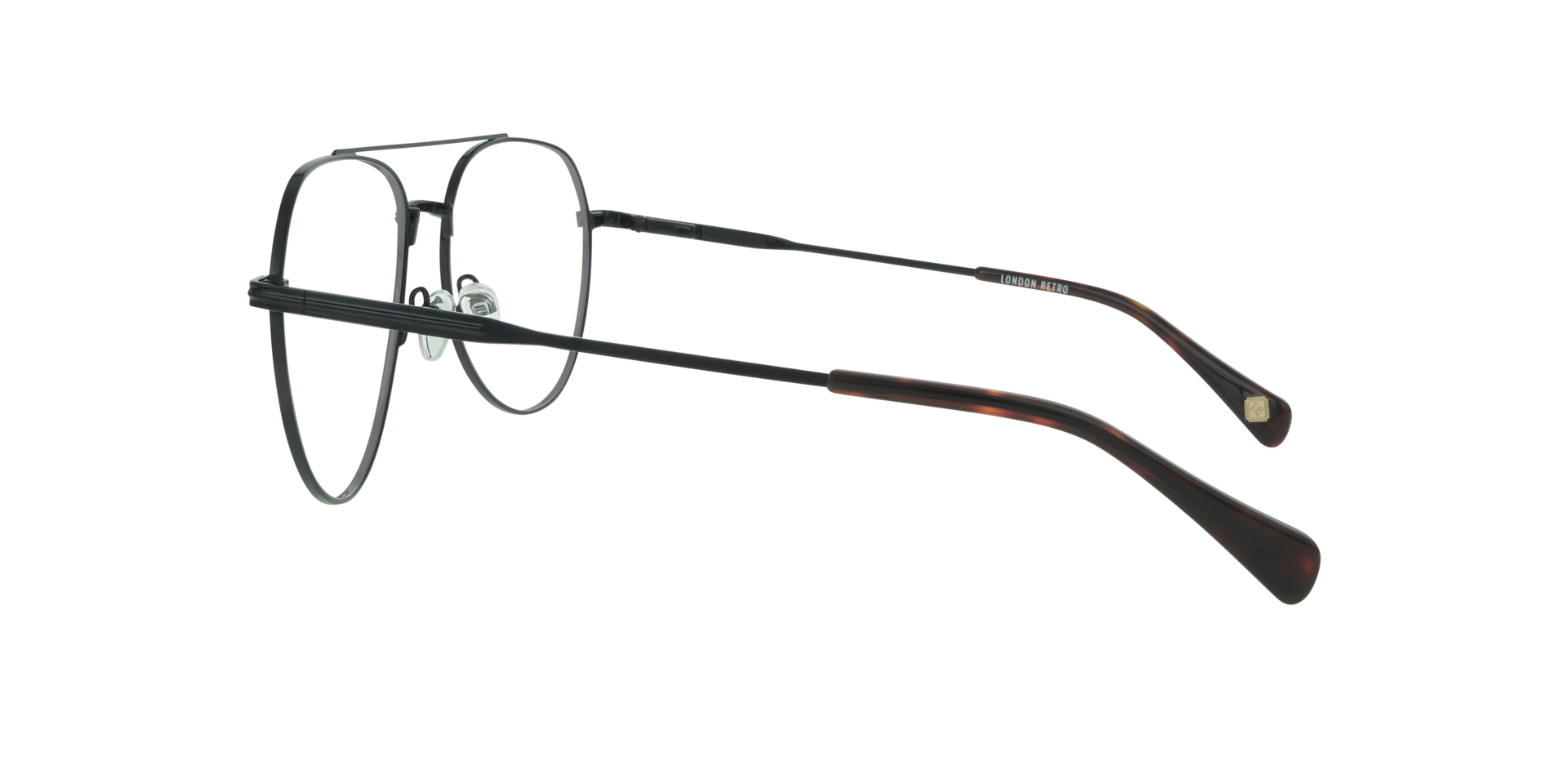 Kensington Shiny Black MetalEyeglass Frames for Glasses Direct, Side View