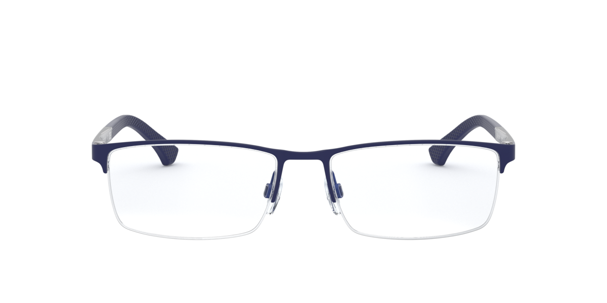 Emporio Armani Men's Rubber Blue Rectangle Metal Eyeglasses Online - Semi Rim - Ea1041