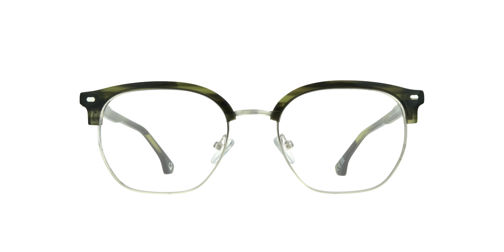 Keegan Horn Green & Silver MetalEyeglass Frames for Glasses Direct, Front View