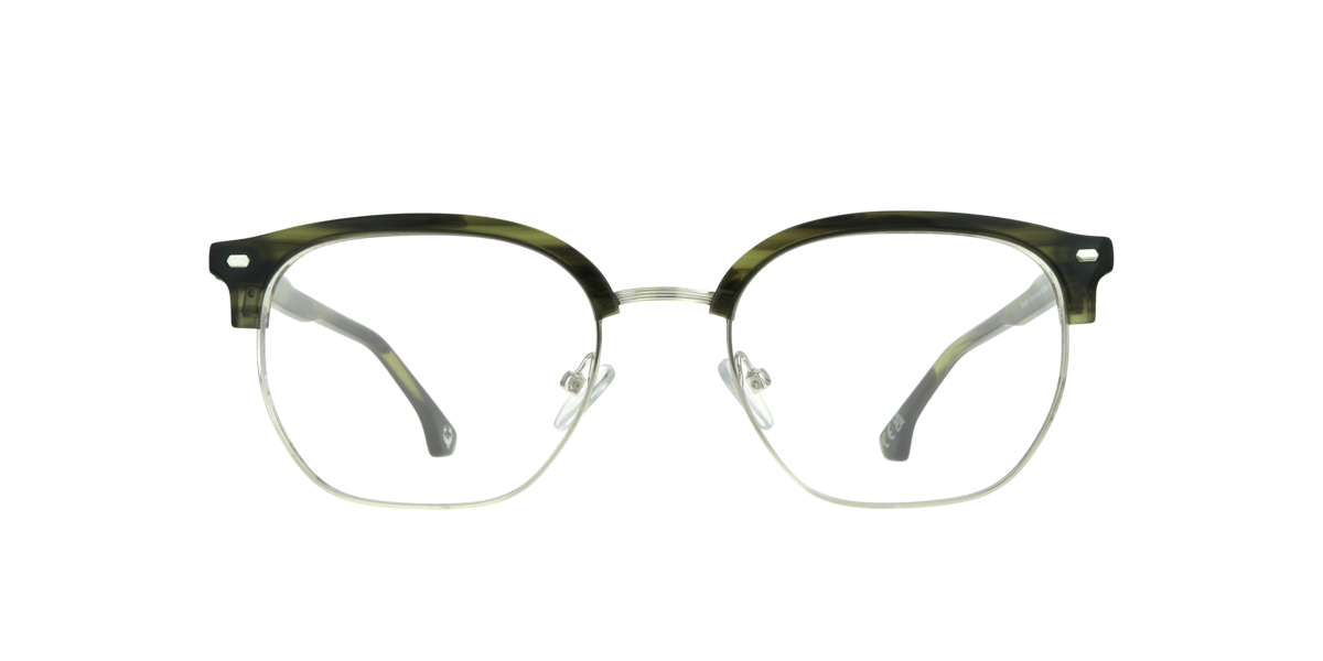 Horn Green/Silver square Metal eyeglasses Online - Full Rim - Keegan