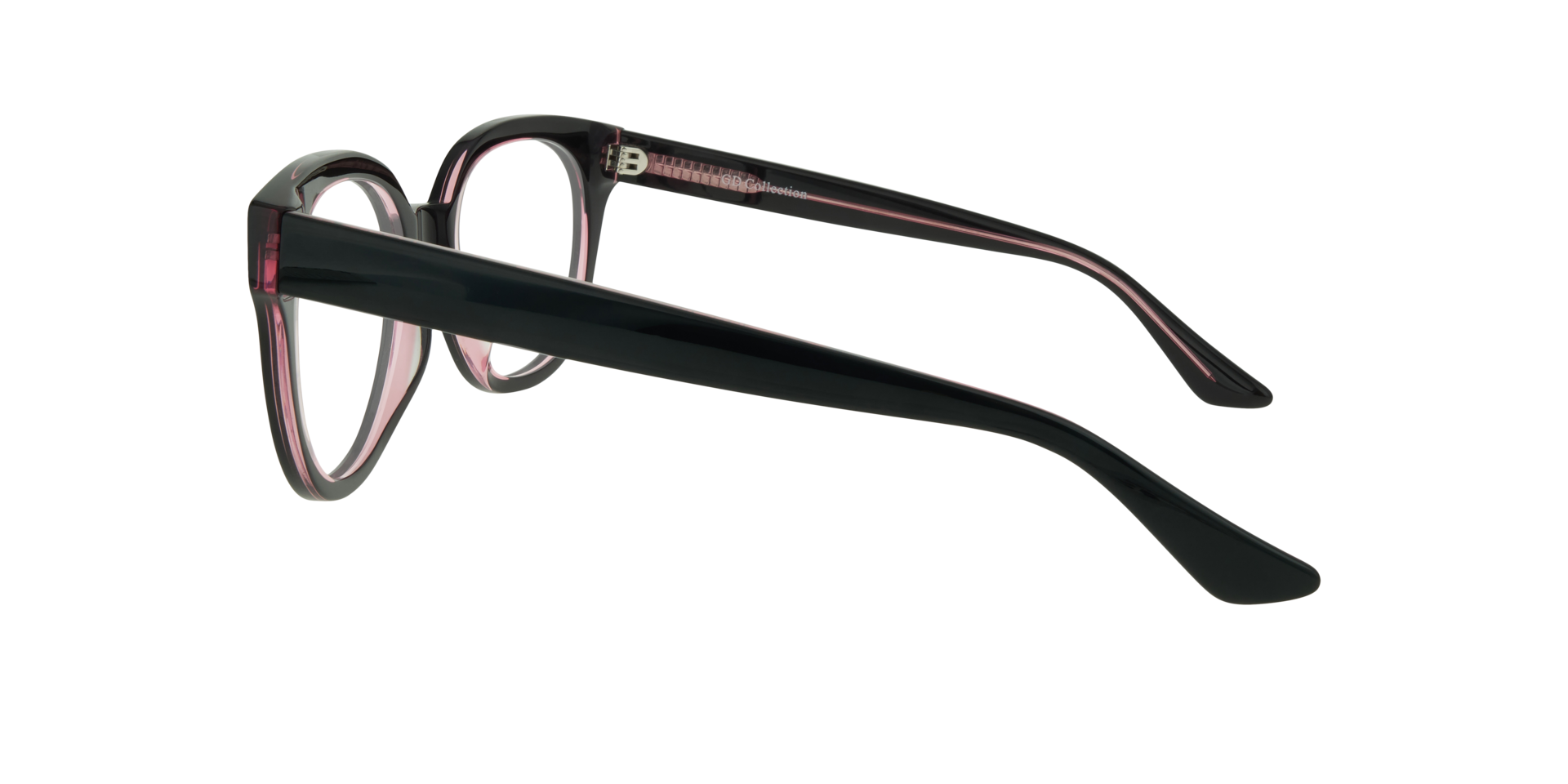 Jessie Black & Crystal Pink AcetateEyeglass Frames for Glasses Direct, Side View